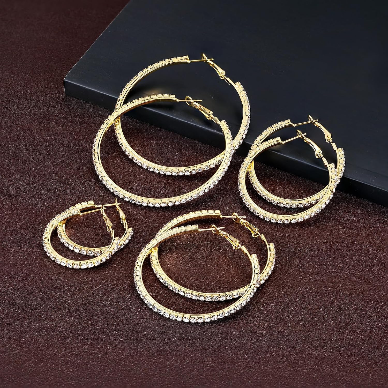 4 Pairs Gold Hoop Earrings for Women | 14K Gold Plated Hypoallergenic Small Larg