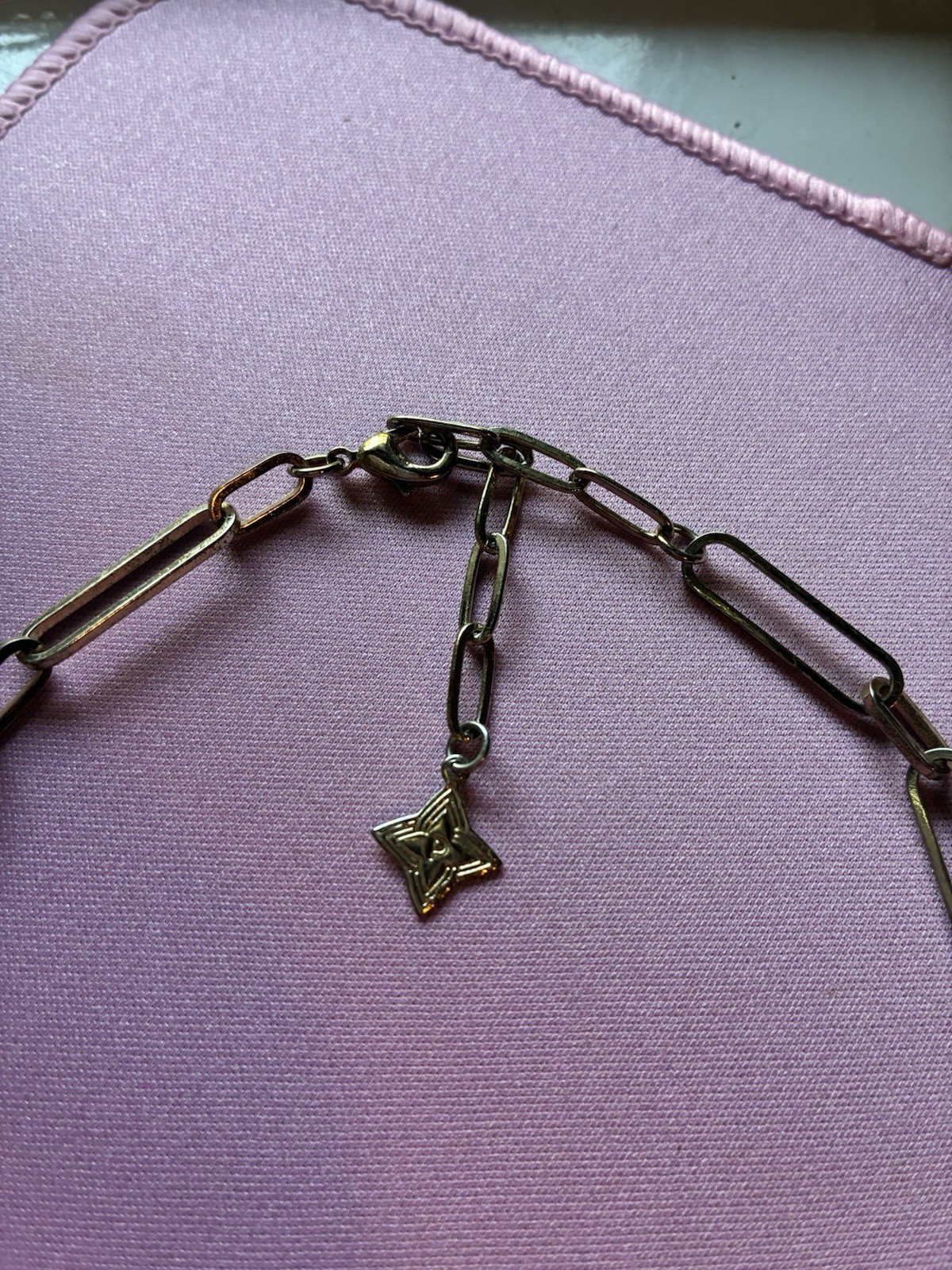 Silver-Tone Paperclip Chain Necklace Star Charm Adjustable Lobster Closure