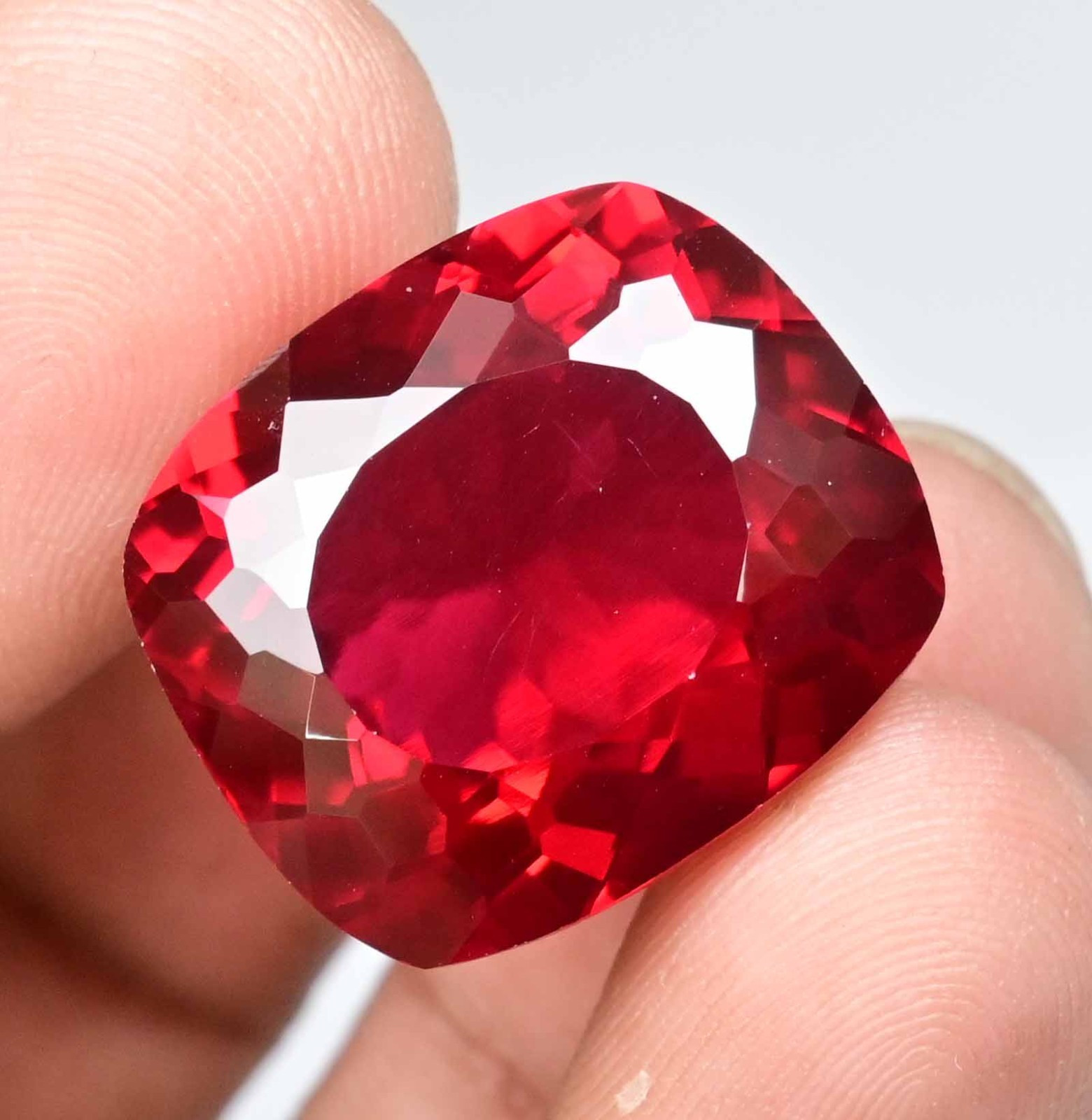 22.65 Ct Natural Mozambique Red Ruby Cushion Certified Flawless Loose Gemstone