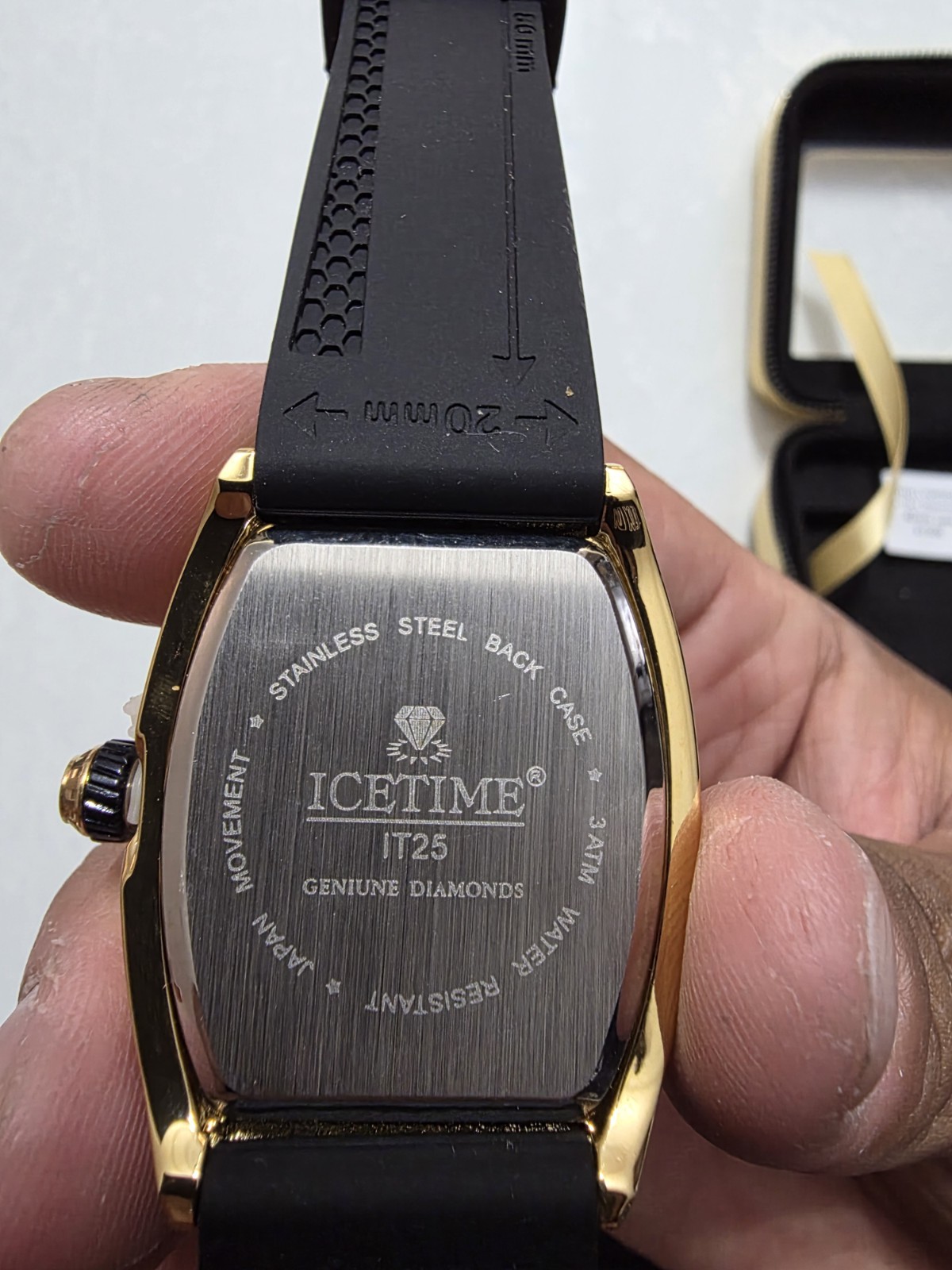 Icetime IT25 Skeleton Dial Tonneau Gold Tone Black Rubber Quartz 42mm 30m