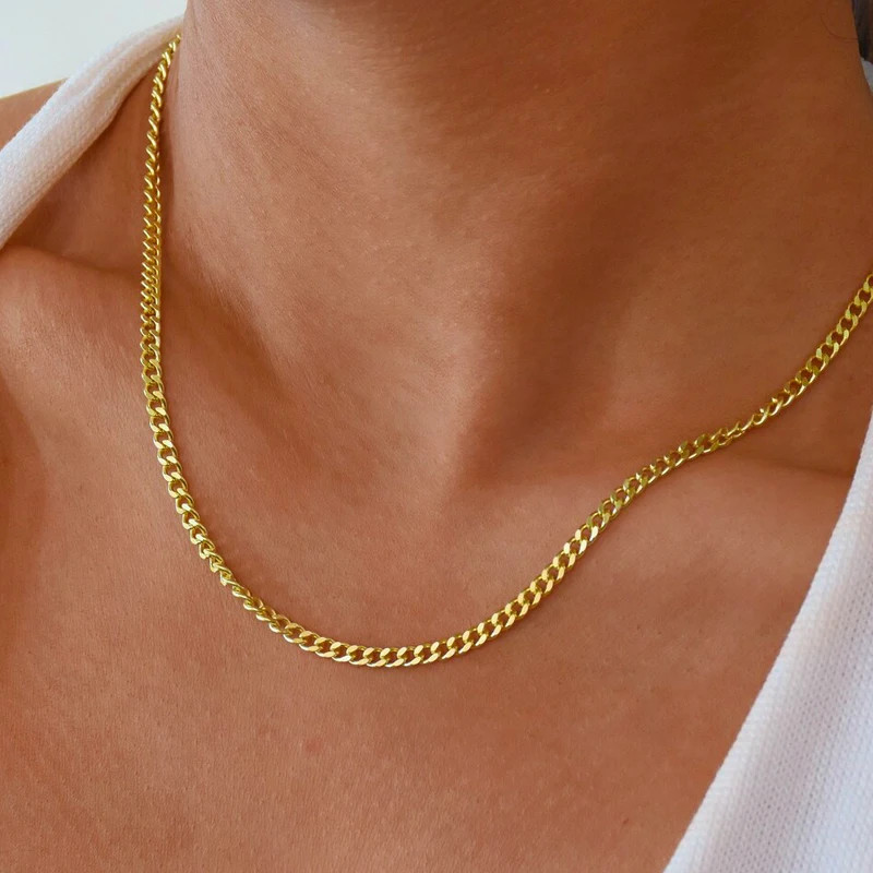 Curb Link Chain Necklace Stainless Steel Gold Color Making Jewelry 50PCS