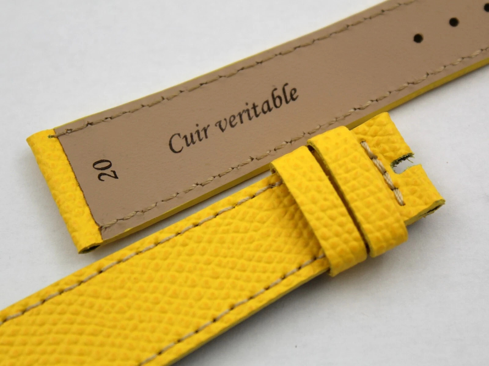 Handcrafted Genuine Hammered Leather Strap Yellow Flat Various Sizes Accessories