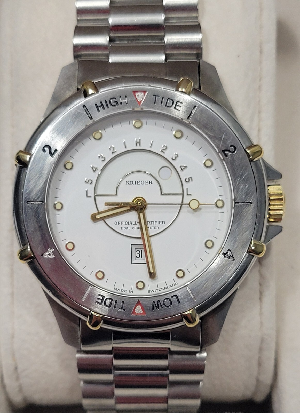 Krieger Tidal 36mm Chronometer 7 Jewels Swiss Quartz Men’s Watch Working