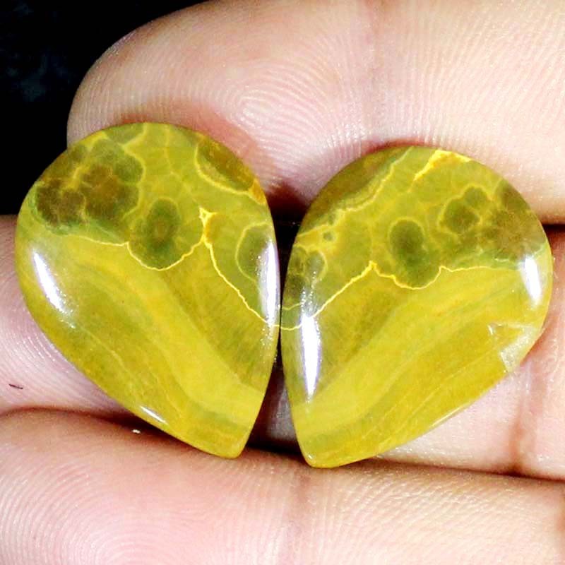 Natural 40.55 Ct 100% Ocean Jasper Pair Cabochon 21X28X4 mm Pear Shape Gemstones
