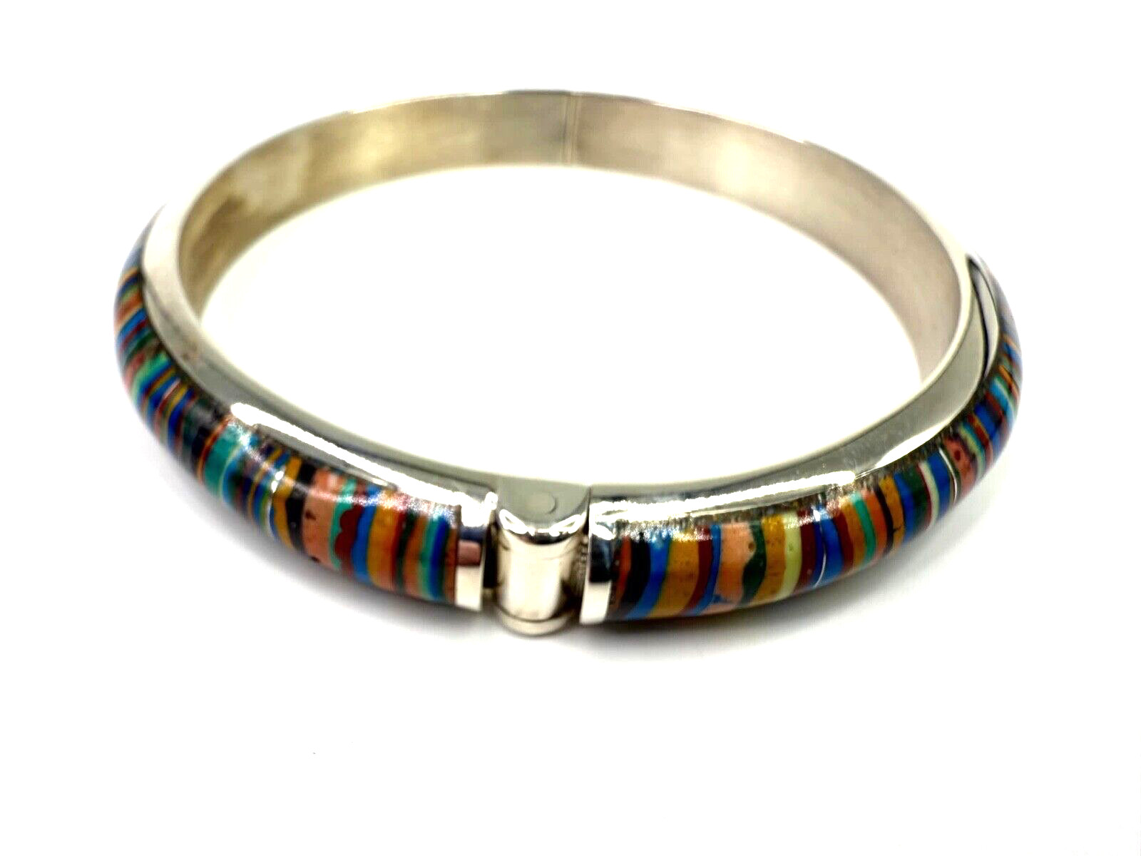 Mine Finds by Jay King Sterling Silver Rainbow Calsilica Bangle Bracelet