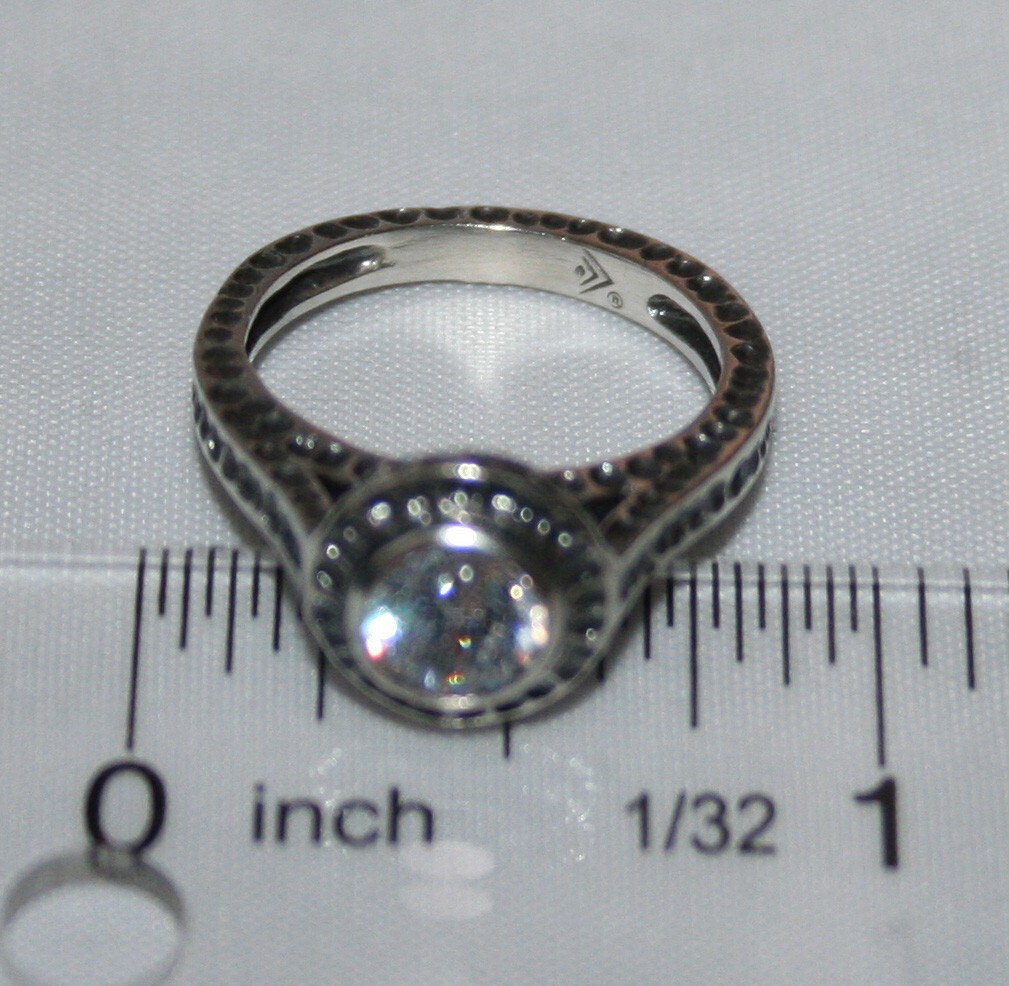 Silpada Sterling Silver Hammered Oxidized CZ “Perfect Bliss” Ring R2076 Size 6