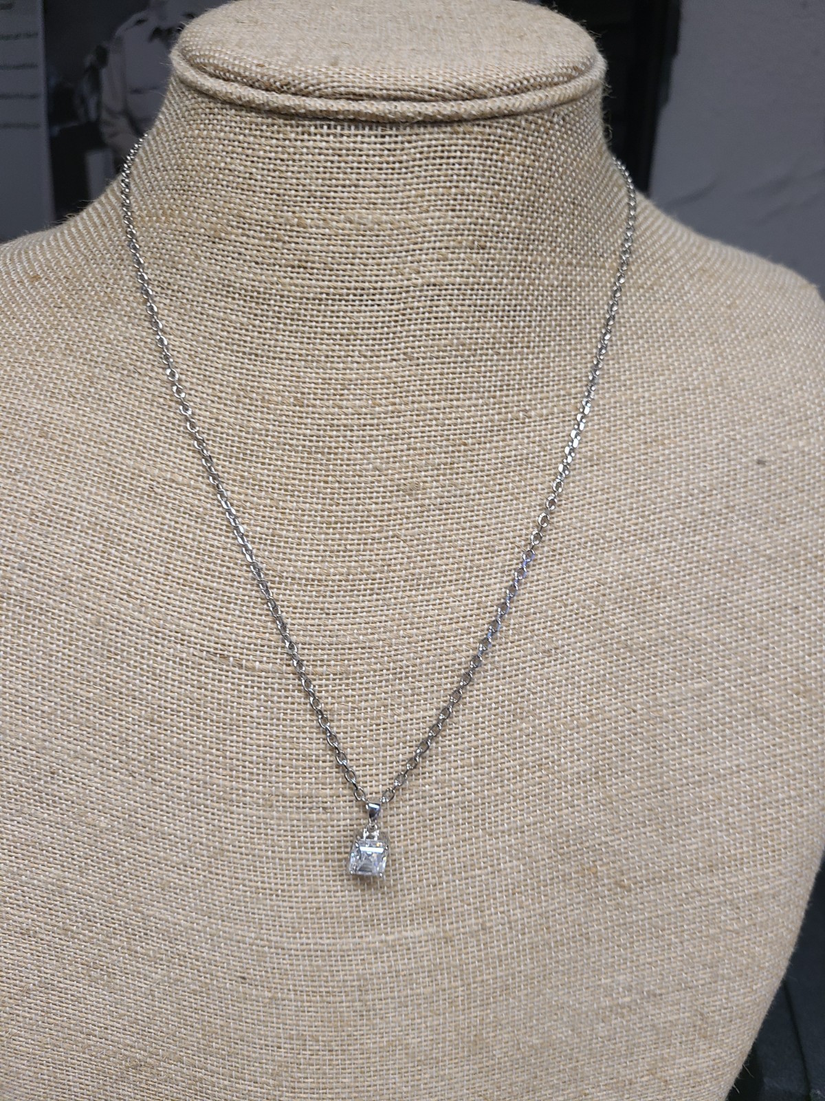 D’Joy Asscher Cut Moissanite 1.90 ctw Pendant in Rhodium Over Sterling Silver wi