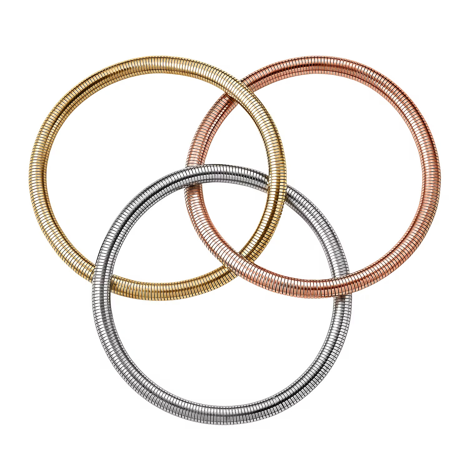3-row Wrap Bracelet in ION Plated YRG and Stainless Steel (8.5-9.0In)