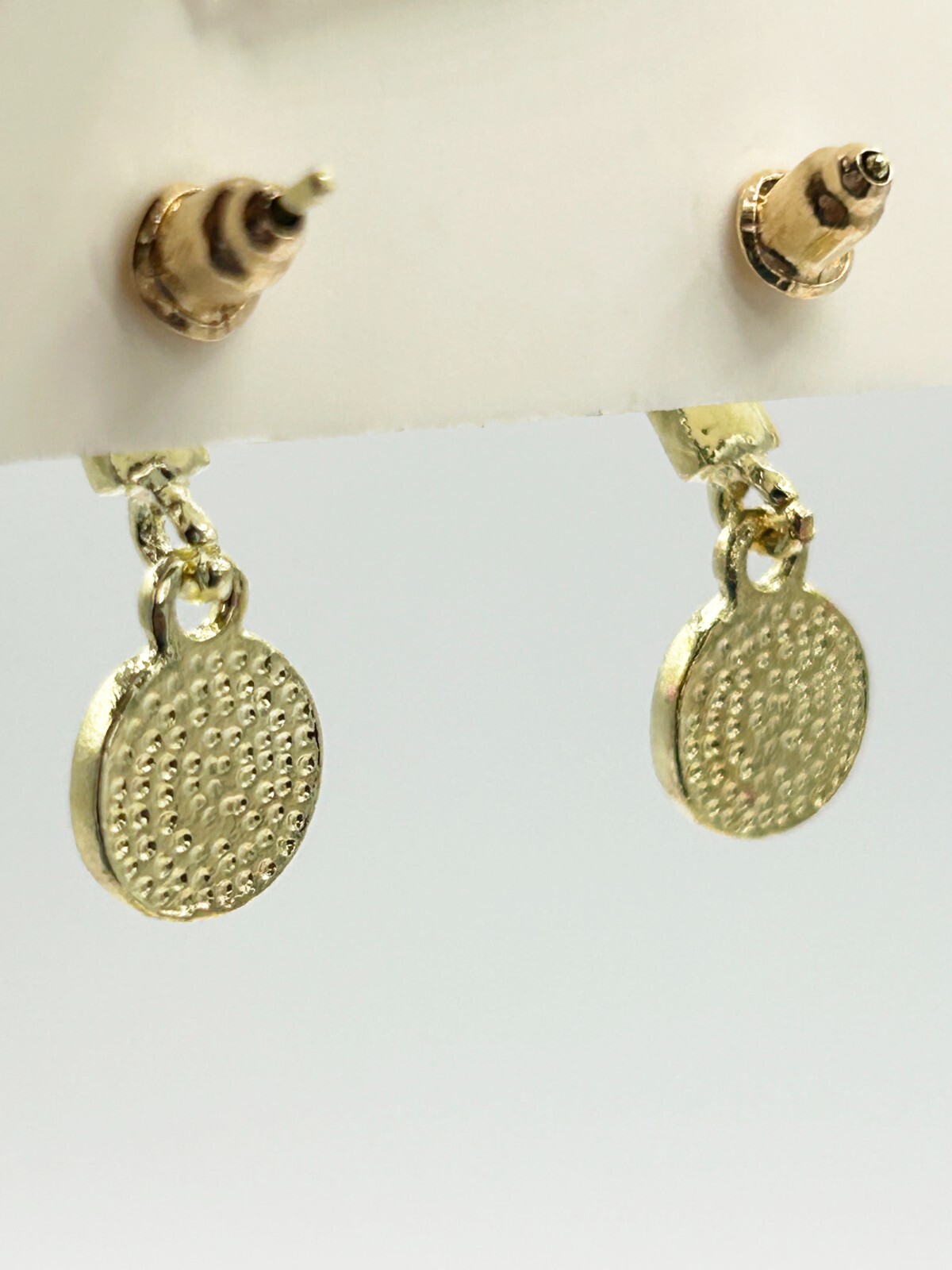 Enamel Pendant Earrings Contrast Color Blue/White/Gold, 1.75-Inch Drop