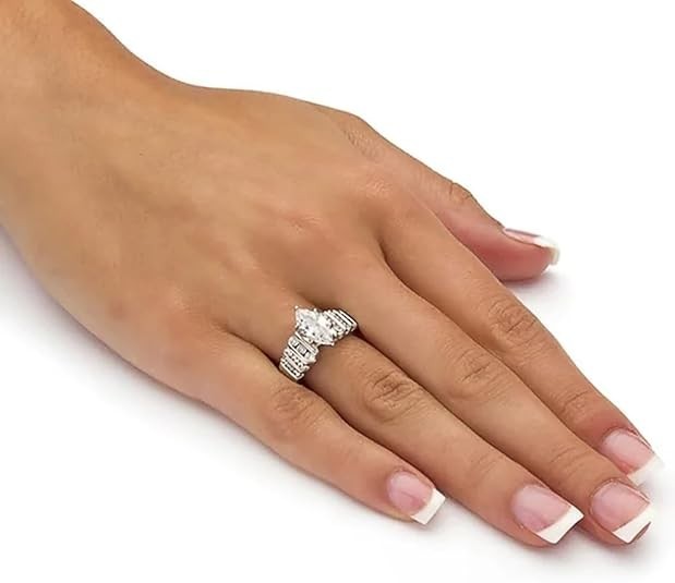 Women Luxury Cubic Zirconia Wedding Ring Size 8 Brass