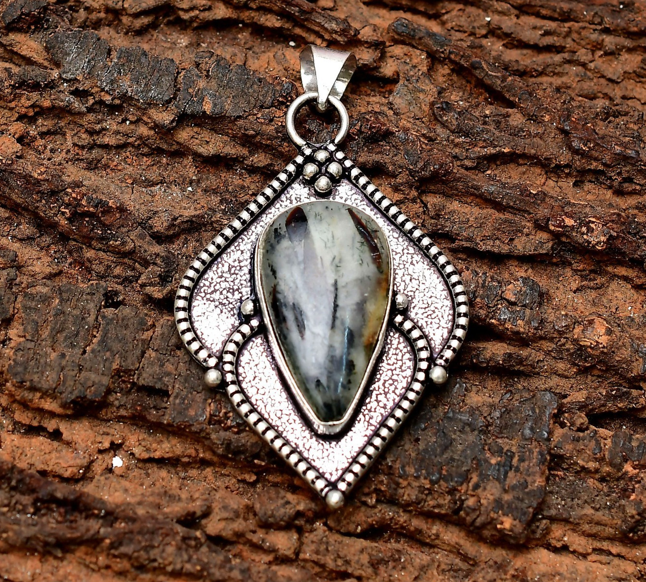 Black Rutile Gemstone 925 Sterling Silver Jewelry Pendant 2.63″