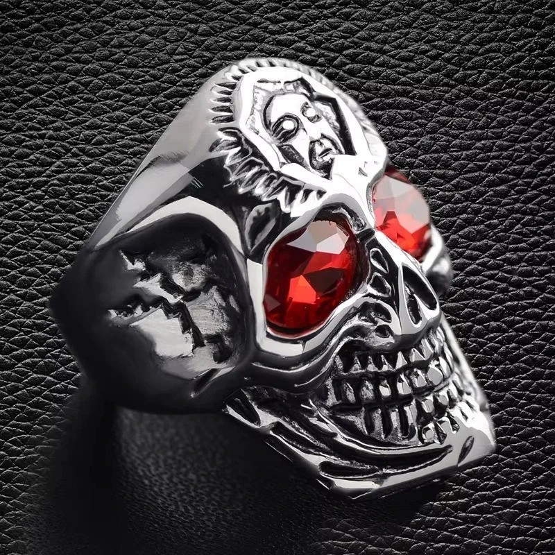 Men’s Stainless Steel Gothic Skull Ring Unique Punk Retro Biker Motorcycle