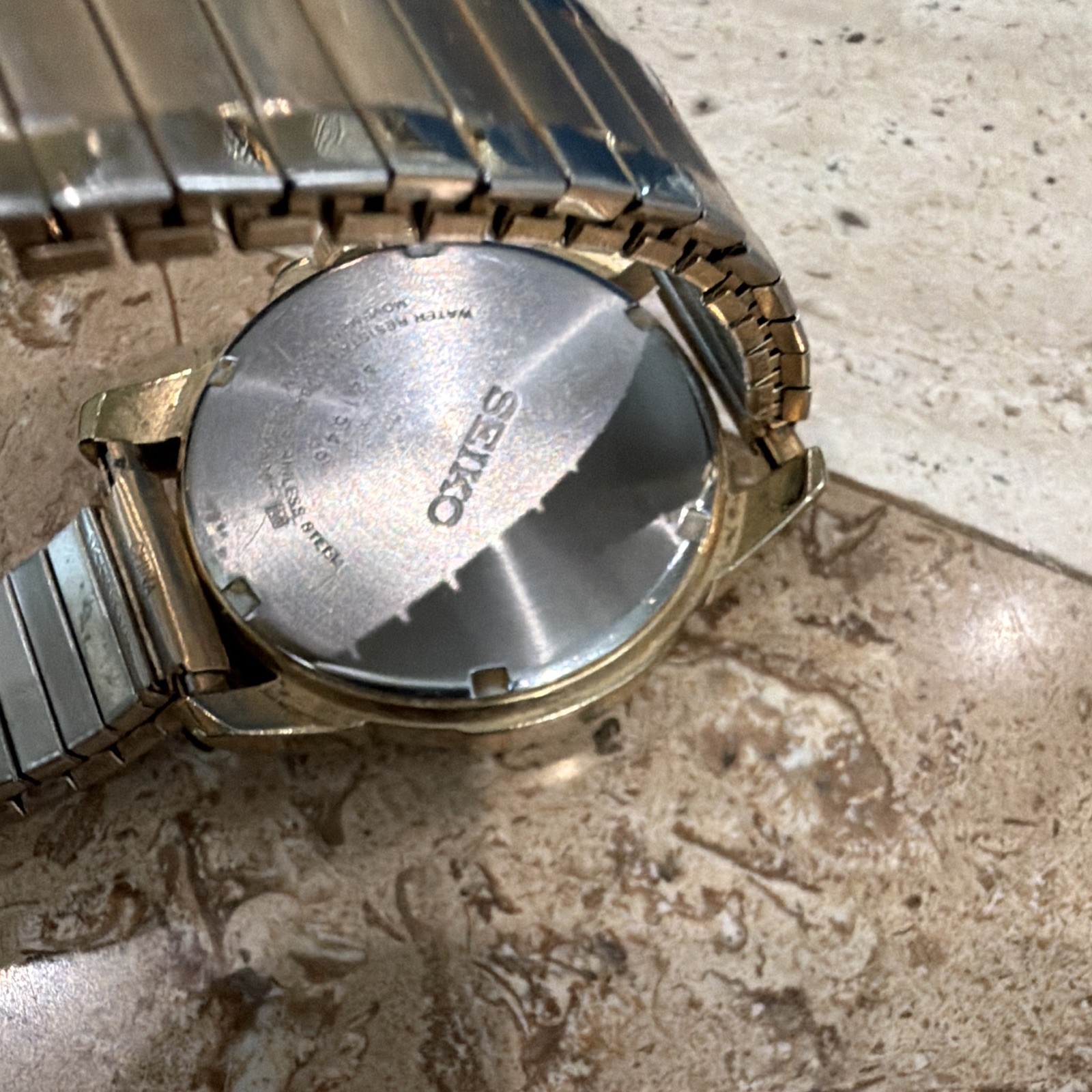 Seiko Solar Quartz Day/Date 100m Gold-Tone Bracelet Black Sunburst Dial