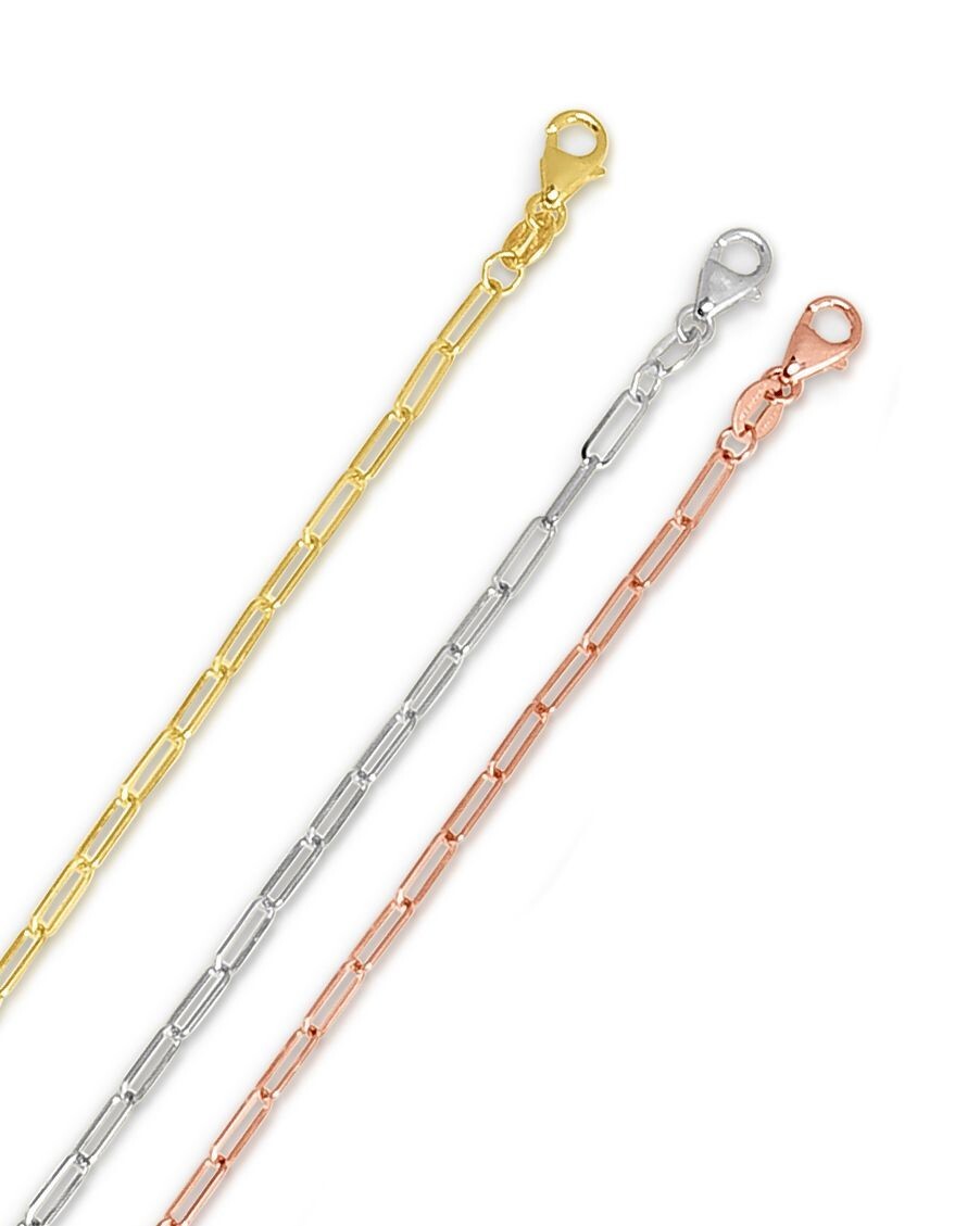 14k Solid White Gold PAPERCLIP Link Chain Necklace 20 Inch 3 grams 2MM