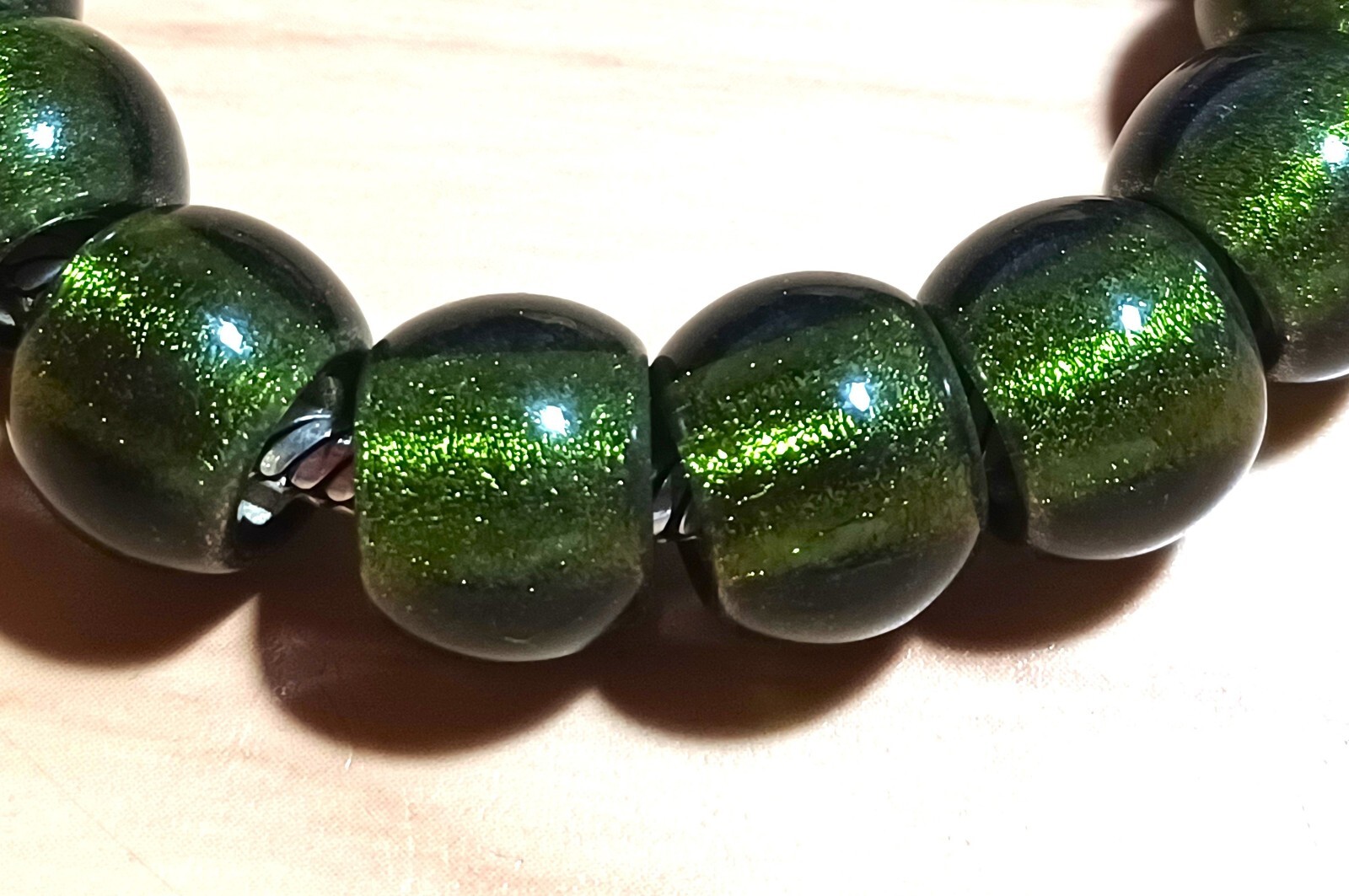 Qty. 10 Green 12x8mm Czech Glass Large Hole Roller, European Beads
