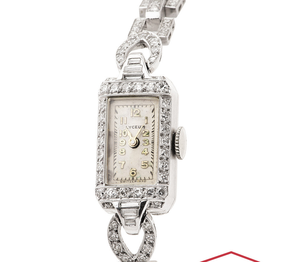Vintage LYCEUM 1.83ct SI/H Diamonds Platinum 900 ladies Tennis Watch