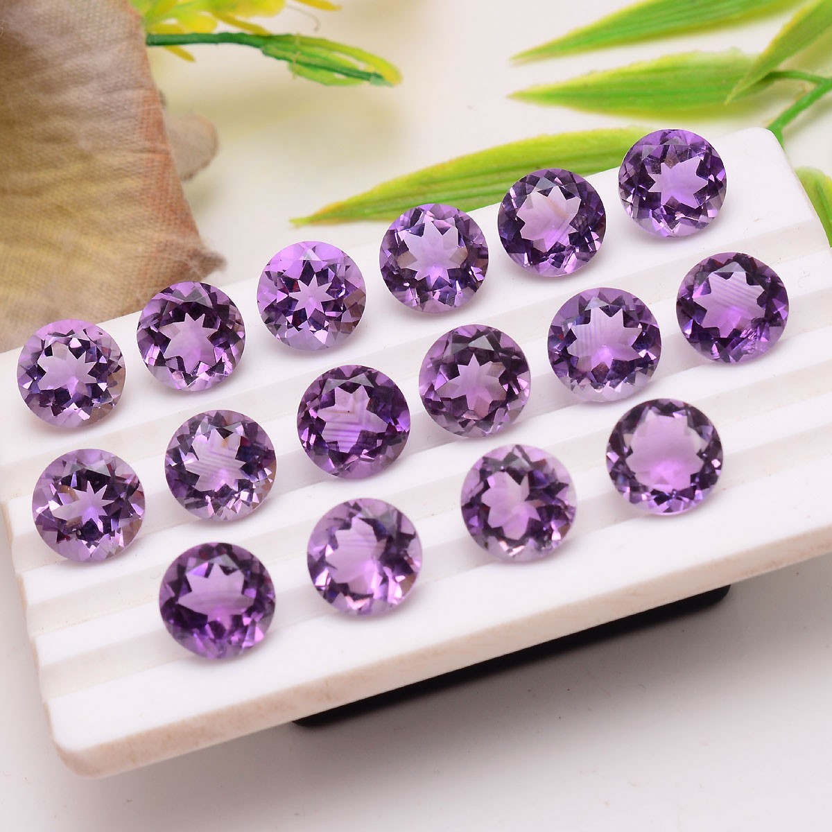 VVS 16 Pcs Natural Amethyst 10MM Top Grade Round Cut Sparkling Loose Gemstones
