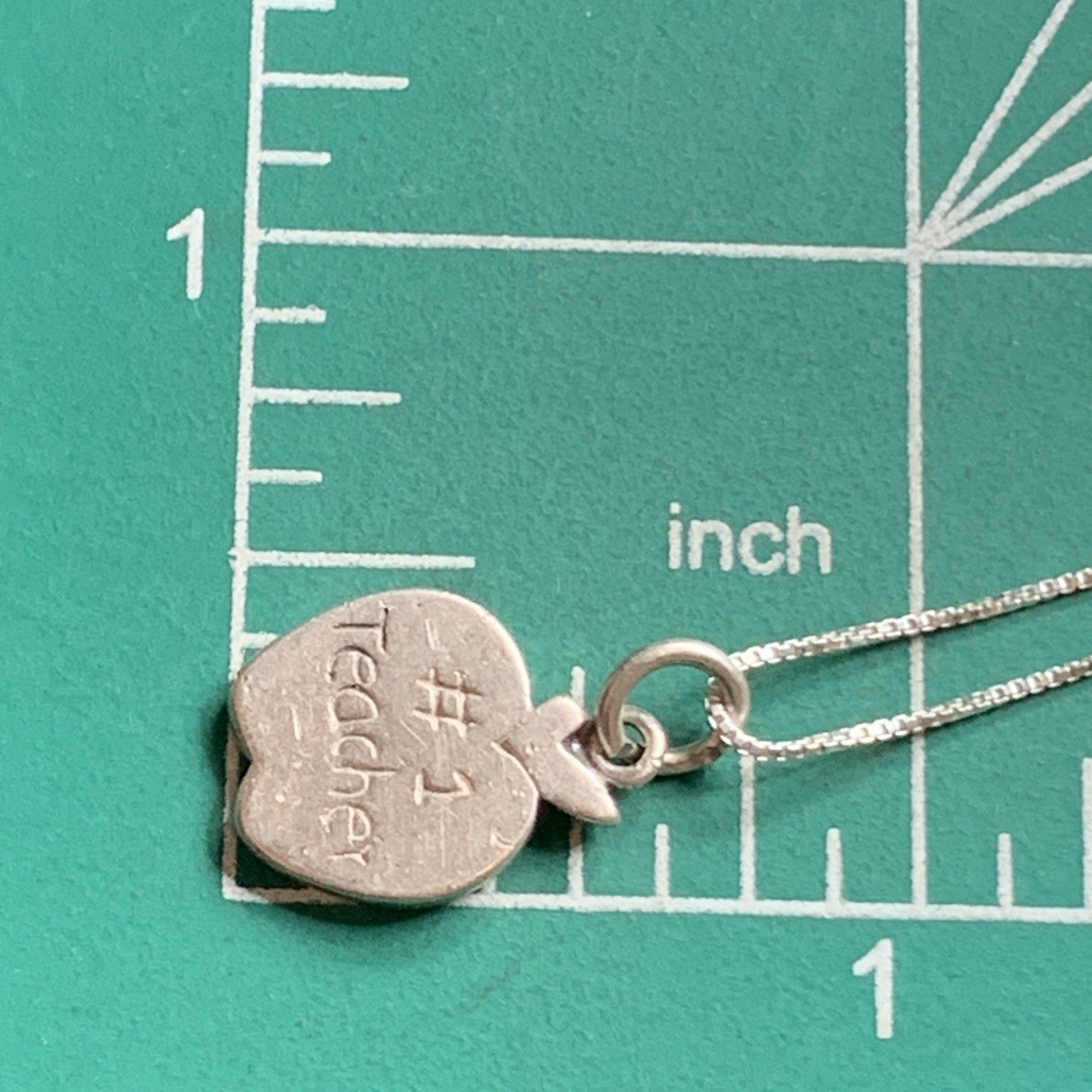 STERLING SILVER 925 Lot Necklace Pendant SS34 #1 Teacher Educator Apple Learn