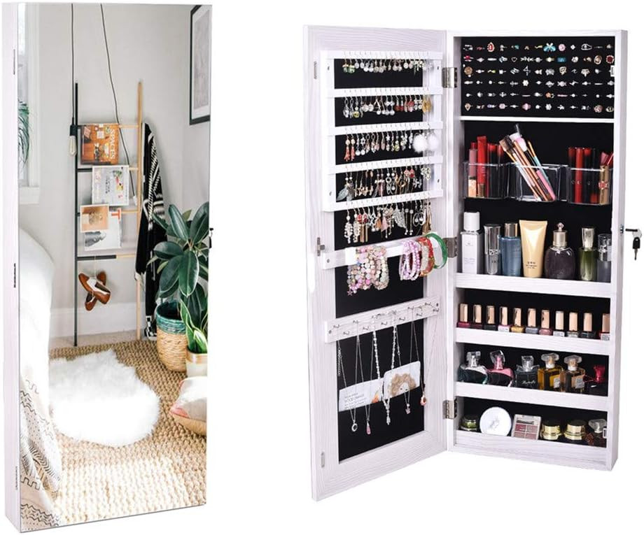 Wall-Mount/Door-Hanging Armoire Lockable Storage Organizer W/ Drawers White
