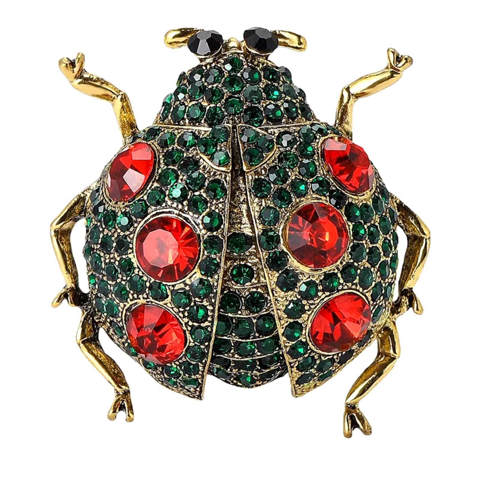 Enamel Ladybug Brooch Pin Rhinestone Crystal Animal Jewelry Women Gift