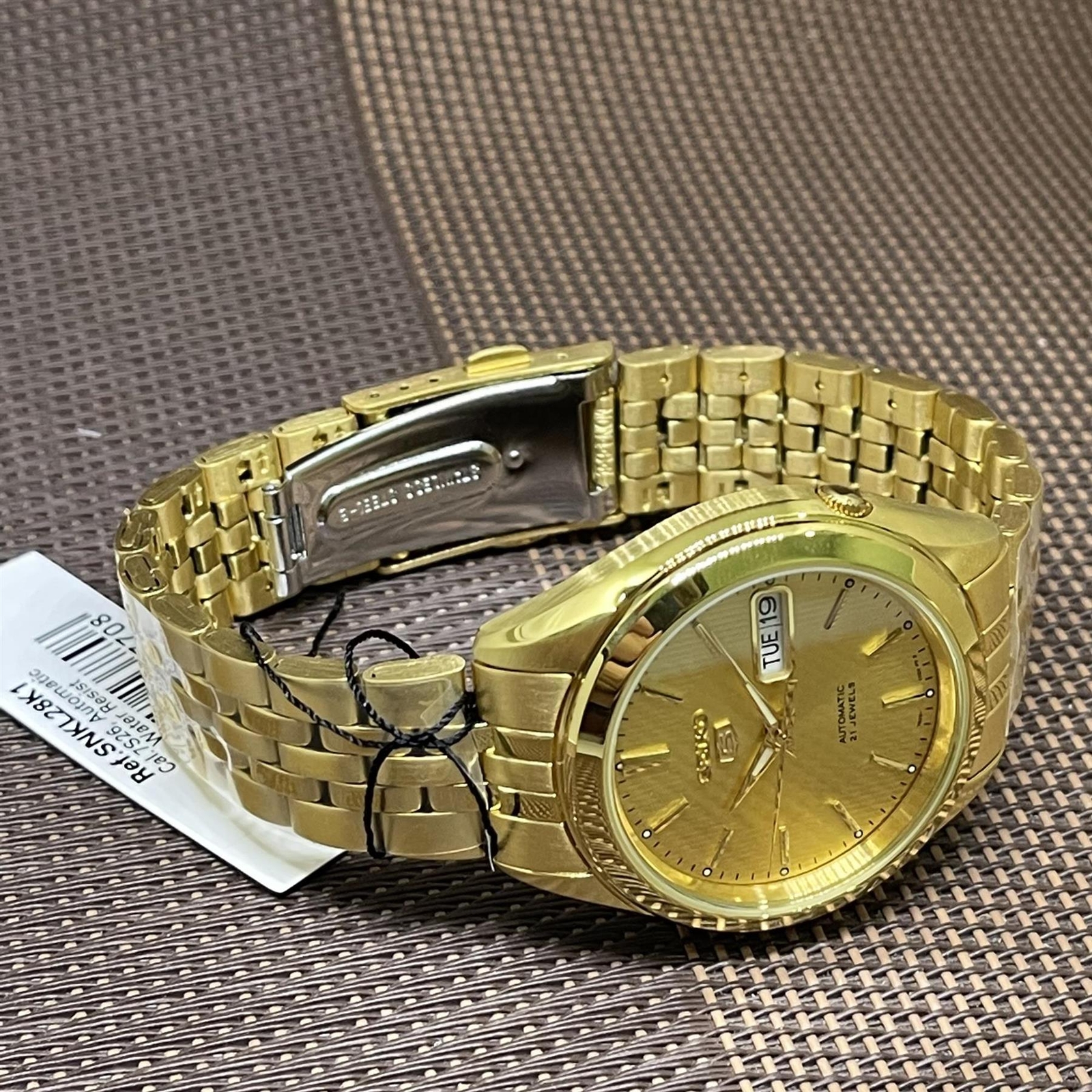 Seiko 5 SNKL28K1 Automatic Gold Tone Stainless Steel Analog Men’s Casual Watch