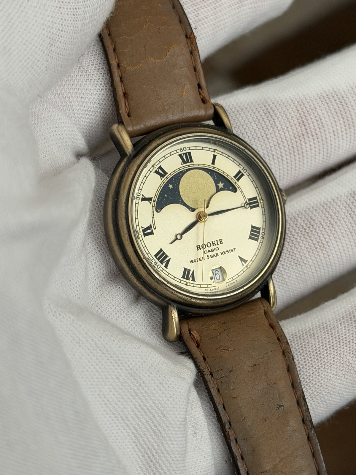 Rare Vintage Casio Rookie RKT-380 Moon Phase Men’s Classic Dress Watch JDM 1980s