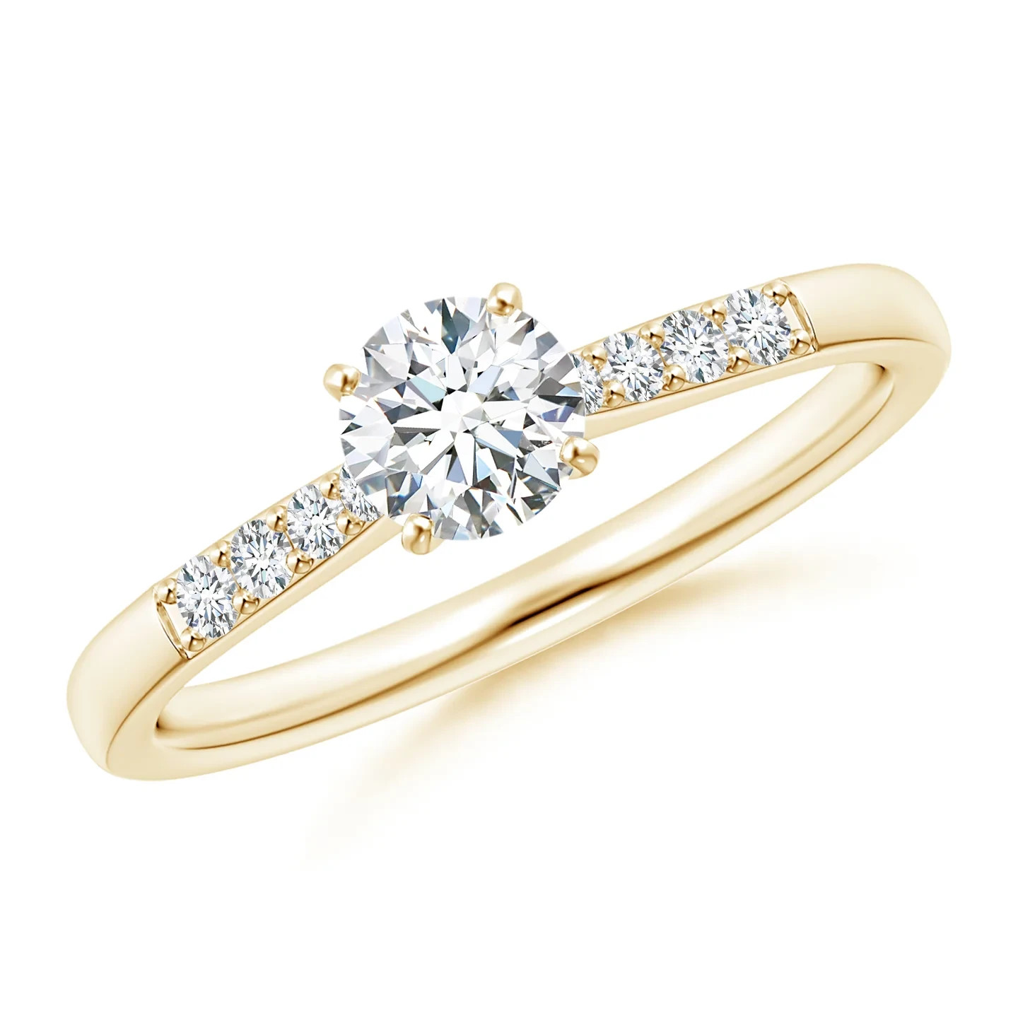 Gold Wedding Ring Round 0.52 Ct Lab Grown Diamond Solid 14K Yellow Size 5 6 7 8
