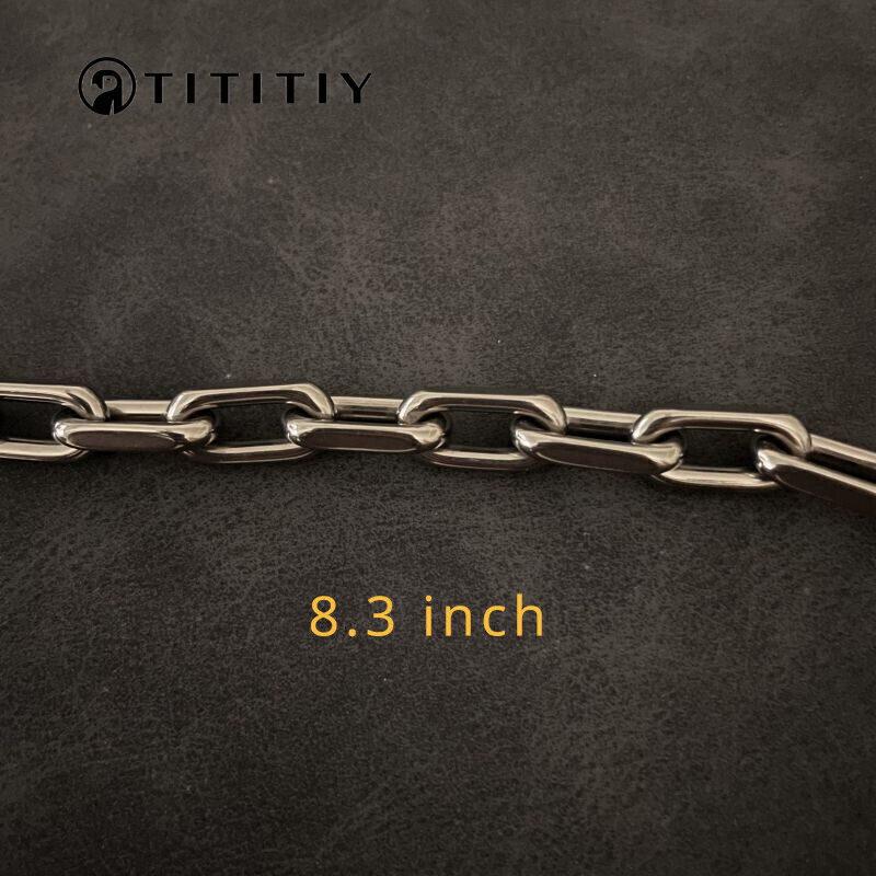 8mm Pure Titanium Chain Bracelet Men Women Flat O-Chain Anti Allergy Gifts 8.3″