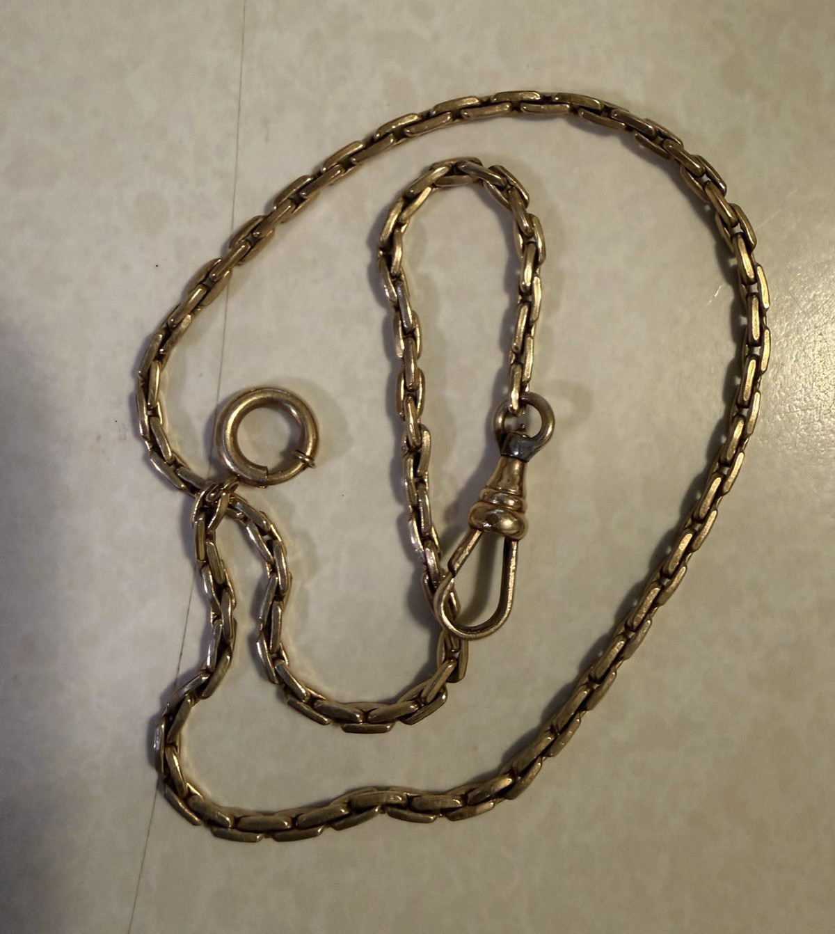 Vintage 1/20 12K Gold filled pocket watch chain 13.5” in length spring clasp
