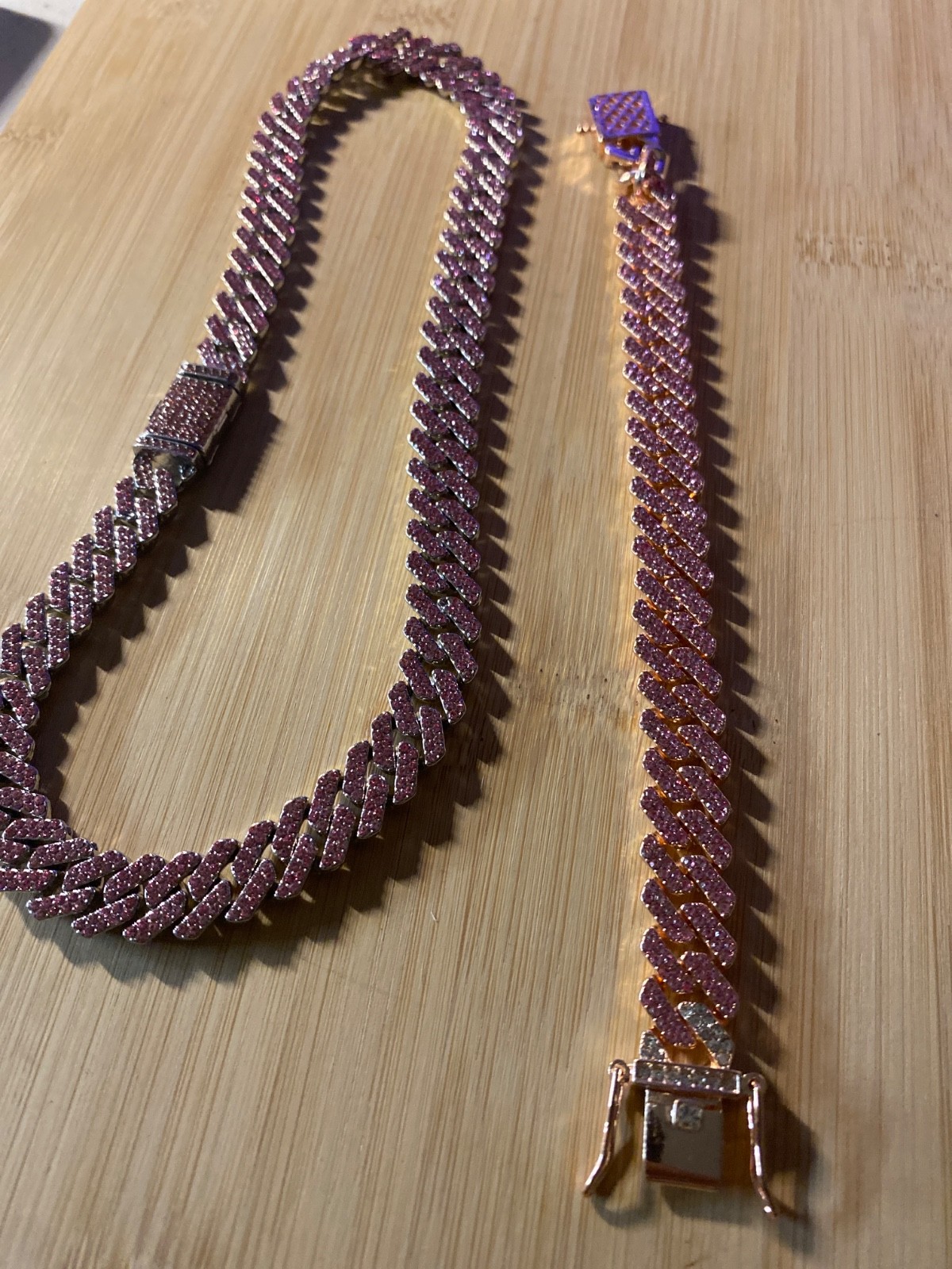 pink 16 inch chain and bracelet