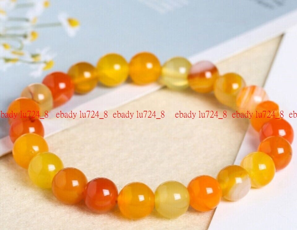 Natural 6/8/10/12mm Multicolor Striped Agate Gemstones Round Beads Bracelet 7.5″