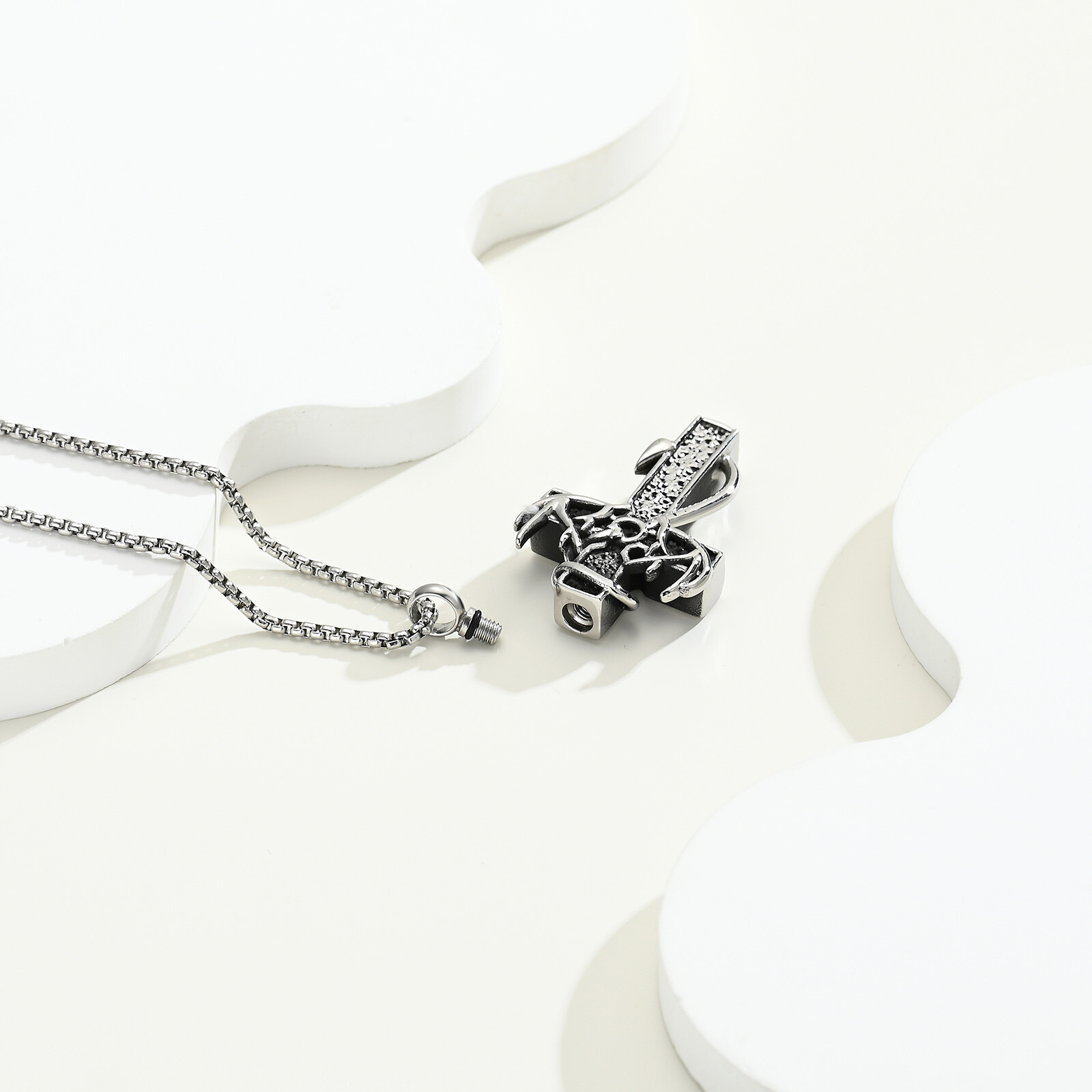 Fish Hook Deer Cross Urn Pendant Cremation Jewelry for Ashes Memory Necklace