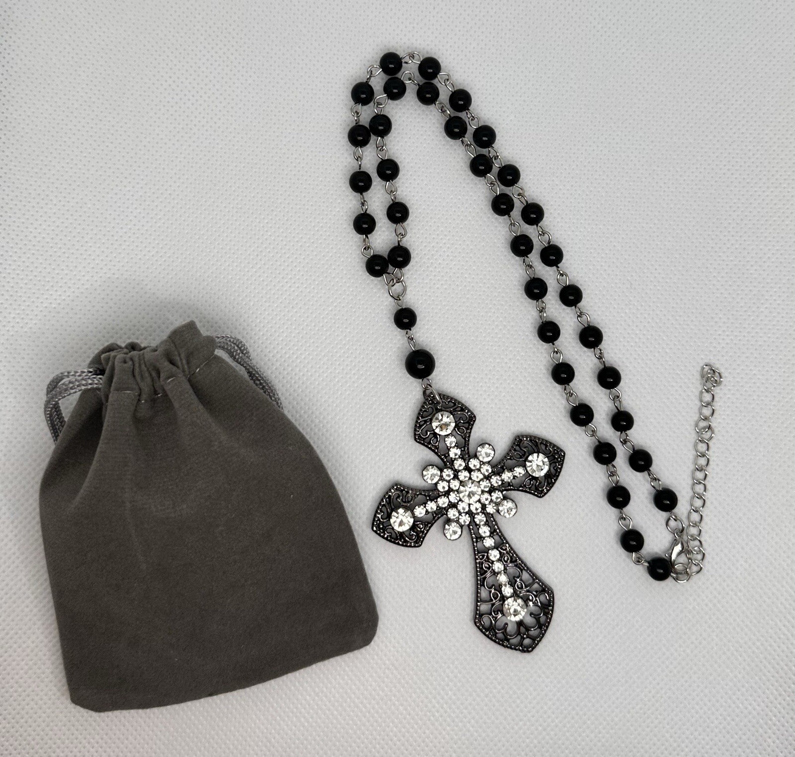 Statement Cross Necklace Religious Gothic Rosary Cross Choker Necklace Unisex