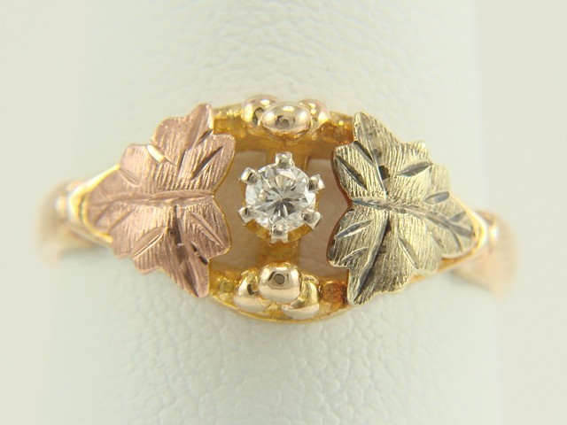 Landstroms 10K Black Hills Gold Diamond Ring Size 8.34