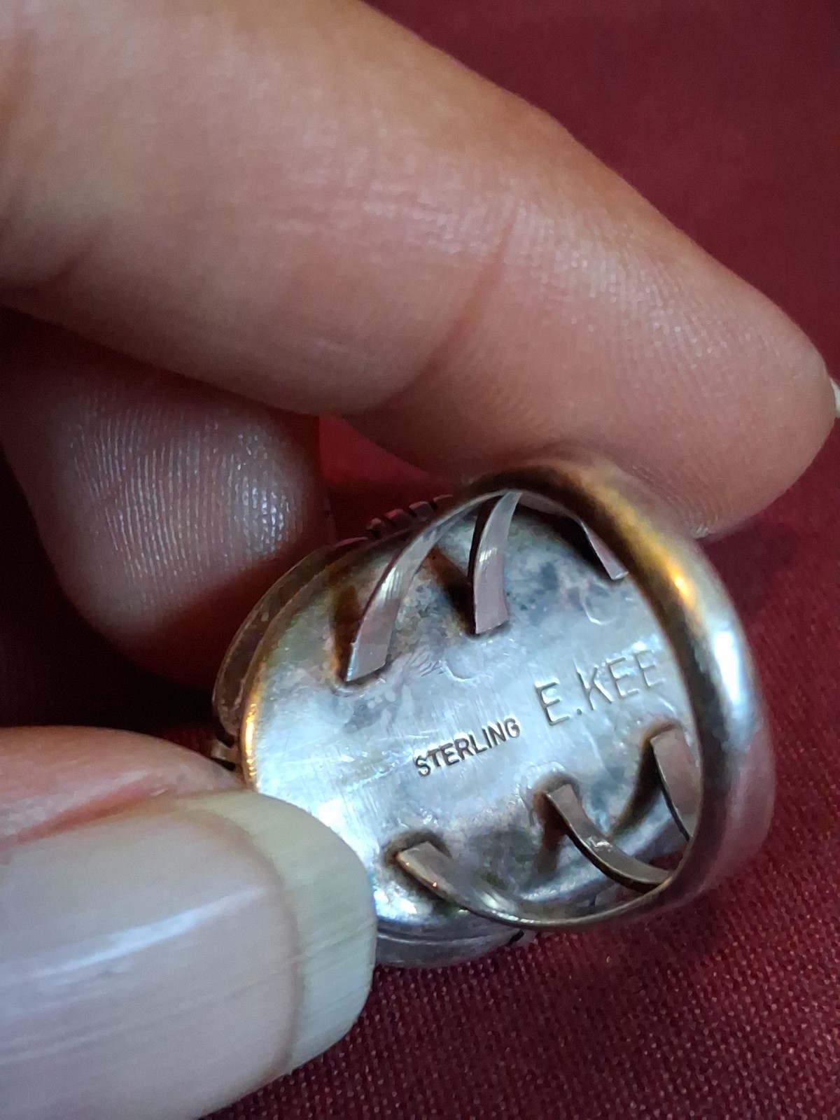 Vintage Sterling Native American Silver Ring 2 Stone Leaf Ring Sterling 4.5