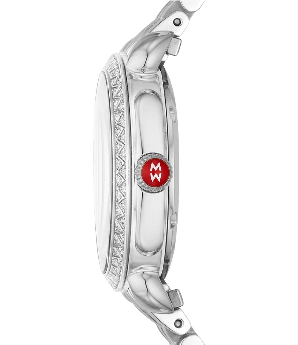 Michele Sidney Classic Steel Diamond Dial Diamond Bezel Lady Watch MWW30B000001