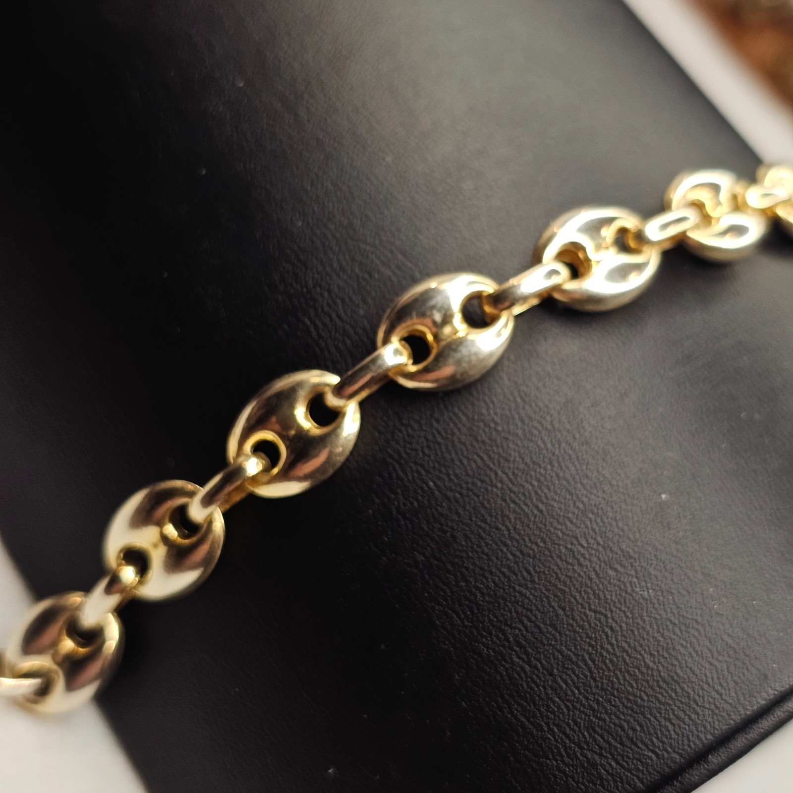 Vintage 925 Sterling Silver Gold Vermeil Puffy Gucci Link Bracelet 11mm 7.25″
