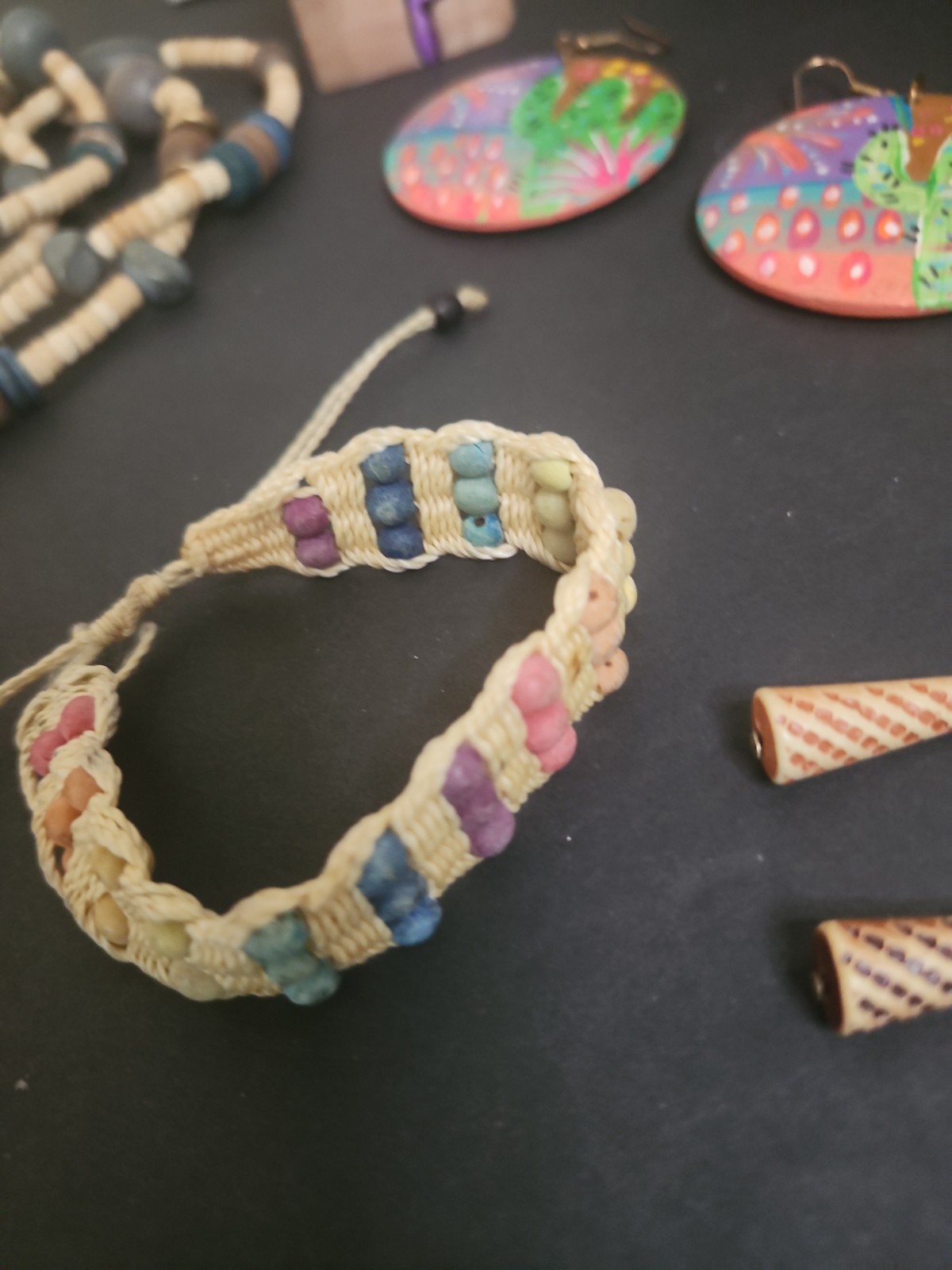 Pastel Wood Jewelry Sets Necklace Bracelet Earrings Mixed Lot of 7 Pieces