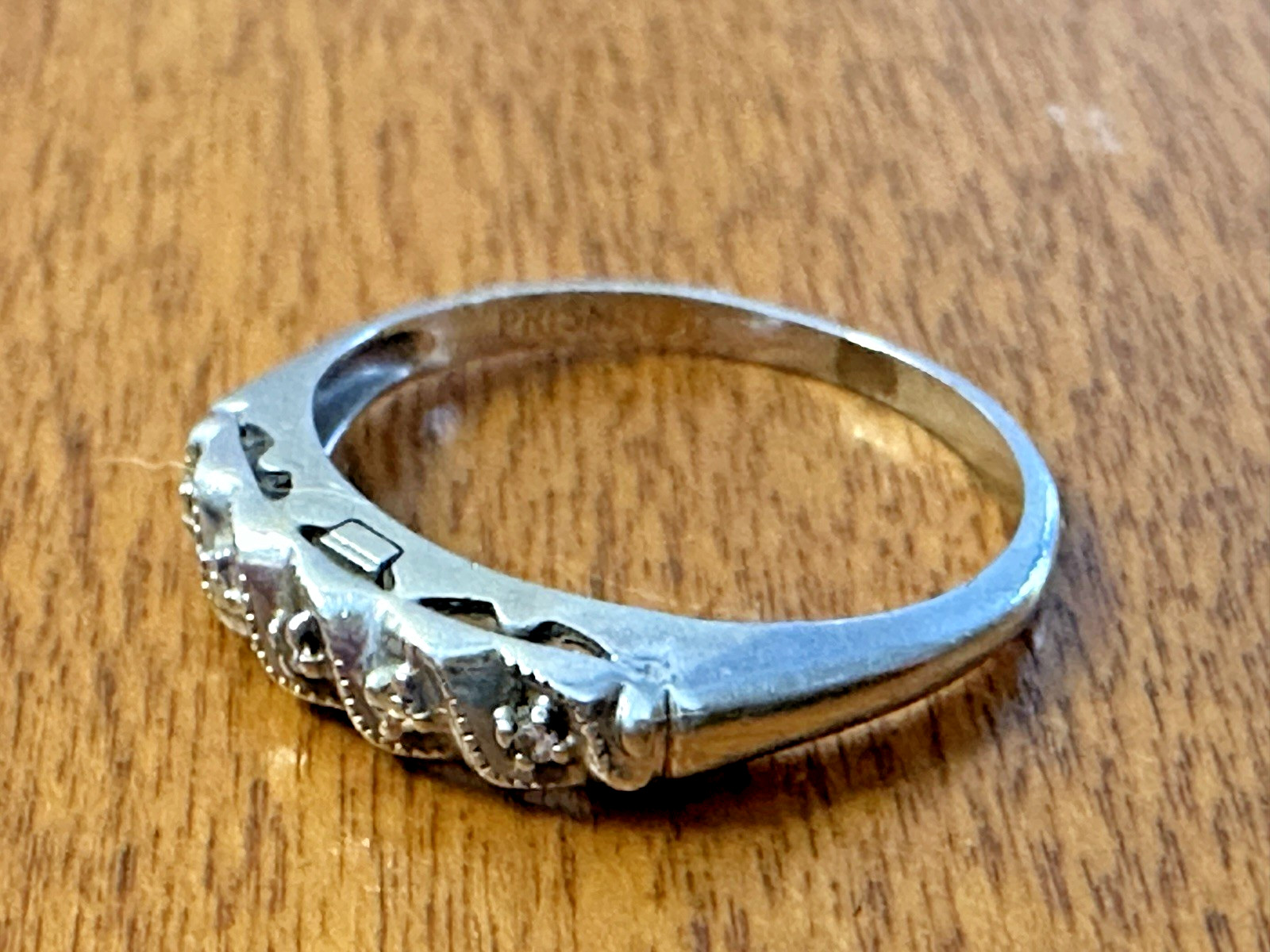 Vintage 1940s PRISM-LITE 14K White Gold BAND RING Part of Bridal/Wedding Set