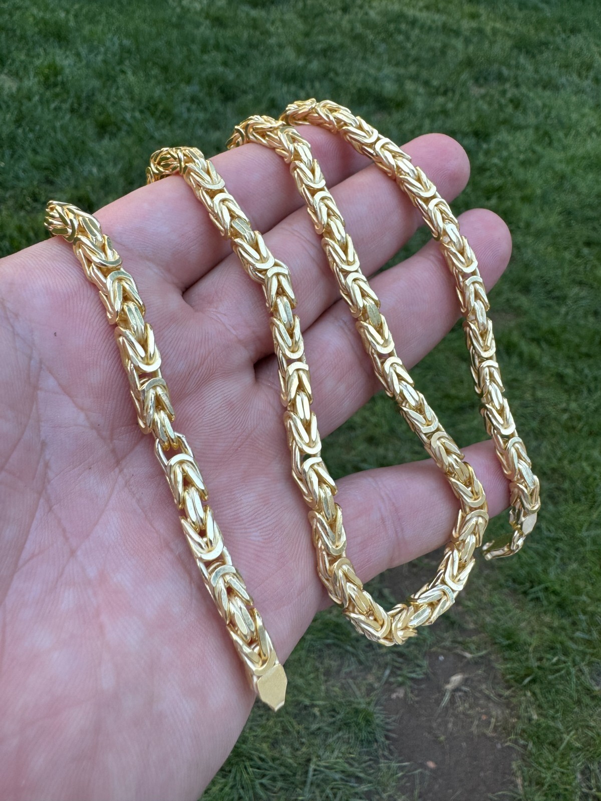 14k Gold Plated 925 Sterling Silver Byzantine Chain Mens Necklace 2.5-5mm 18-30″