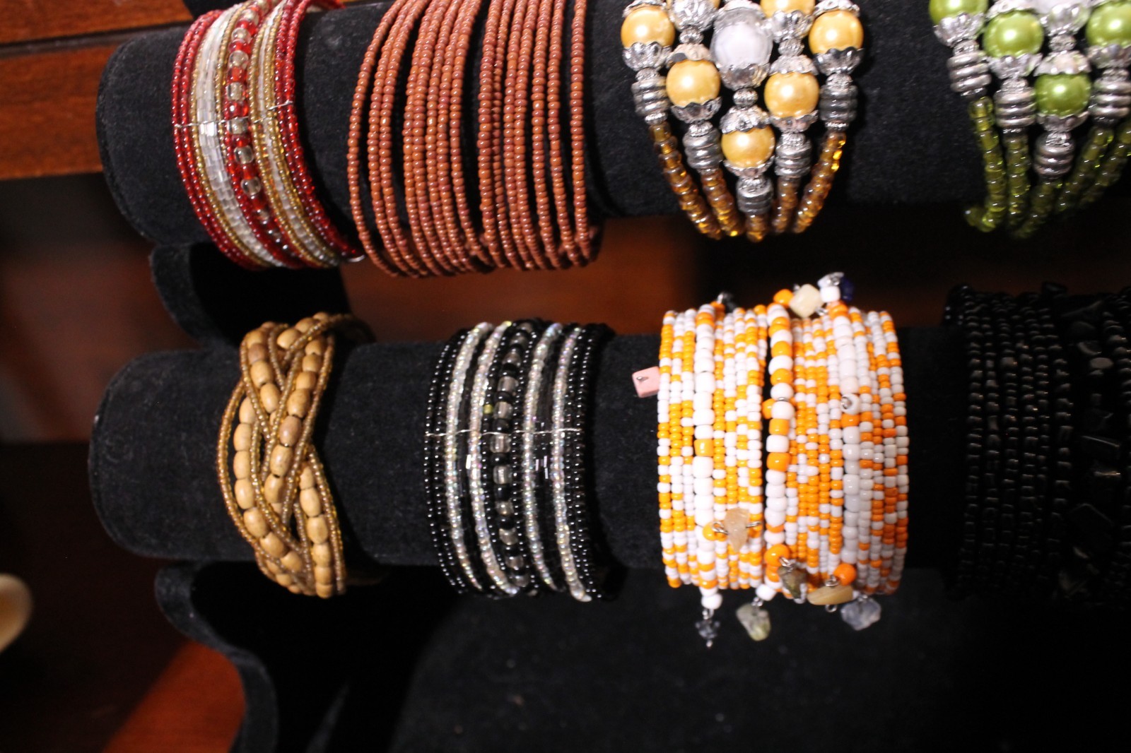 New Lot of TEN Bracelets Handmade in Indonesia Beads Multicolor Colorful Cuff
