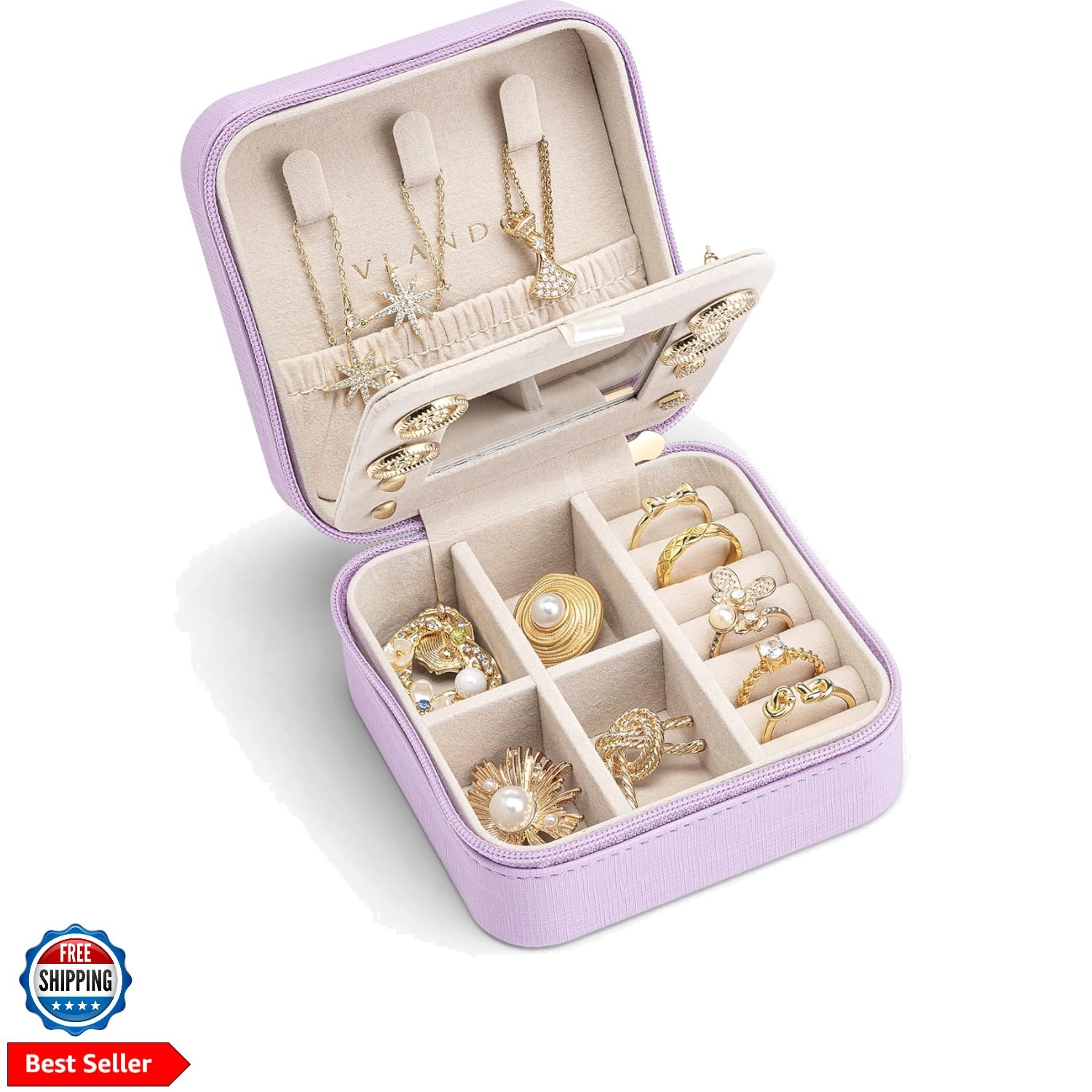 Small Travel Jewelry Box Organizer – Girls Women Gift Rings Earrings Necklace…