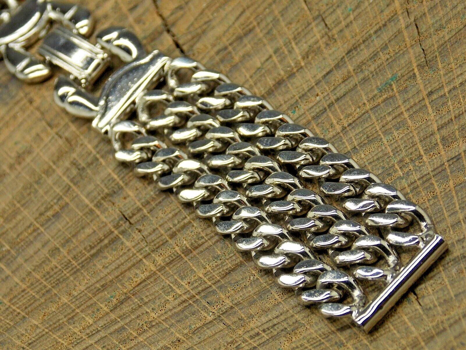 Vintage Watch Band 16mm Stainless Steel Butterfly Clasp Chained NOS Unused