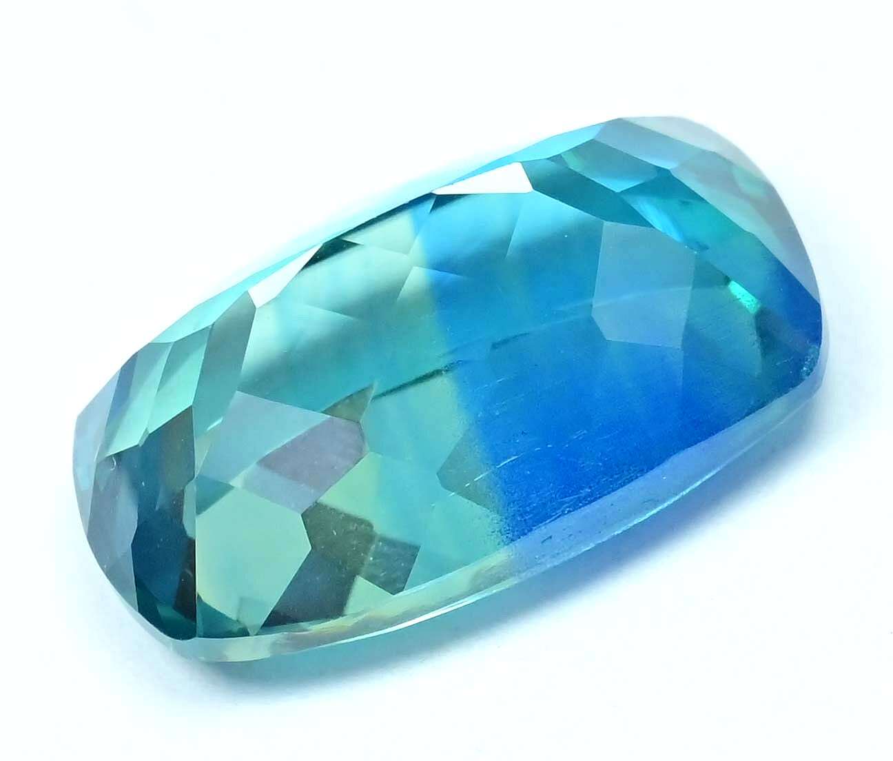 26.75 Ct Natural Bi-Color Paraiba Tourmaline Certified Cushion Loose Gemstone