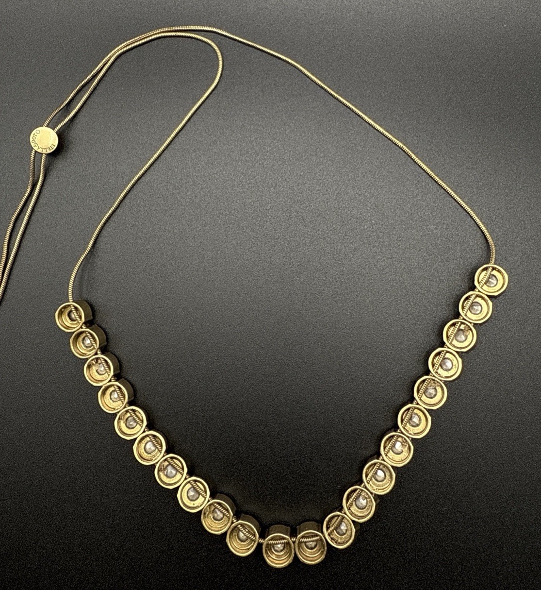 Stella & Dot Champagne Crystal Rhinestones Gold Tone Autumn Fall Necklace