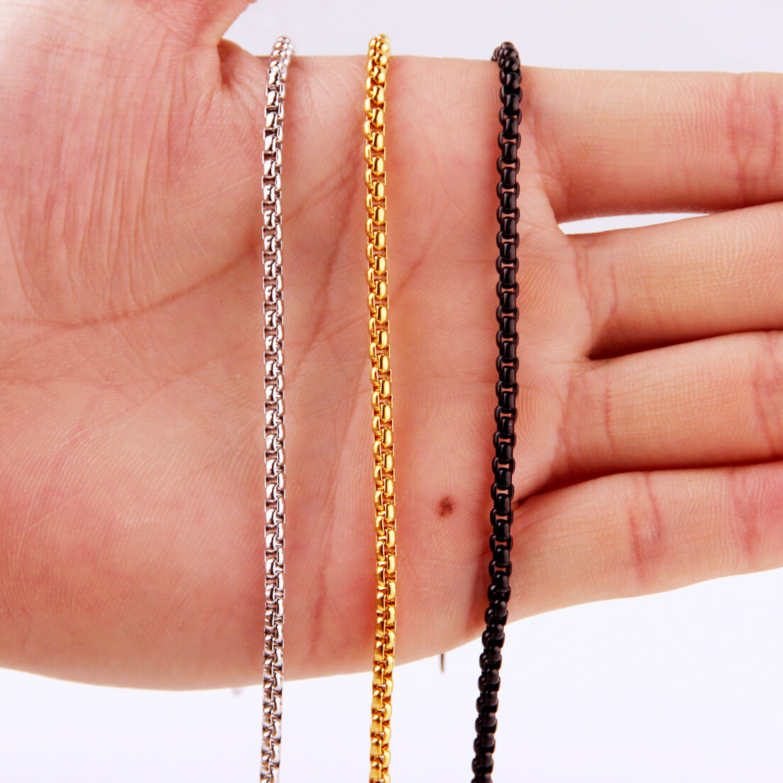 2/3/4/5/7mm Hot Stainless steel Rolo Link Chain Necklace or Bracelet Women Men