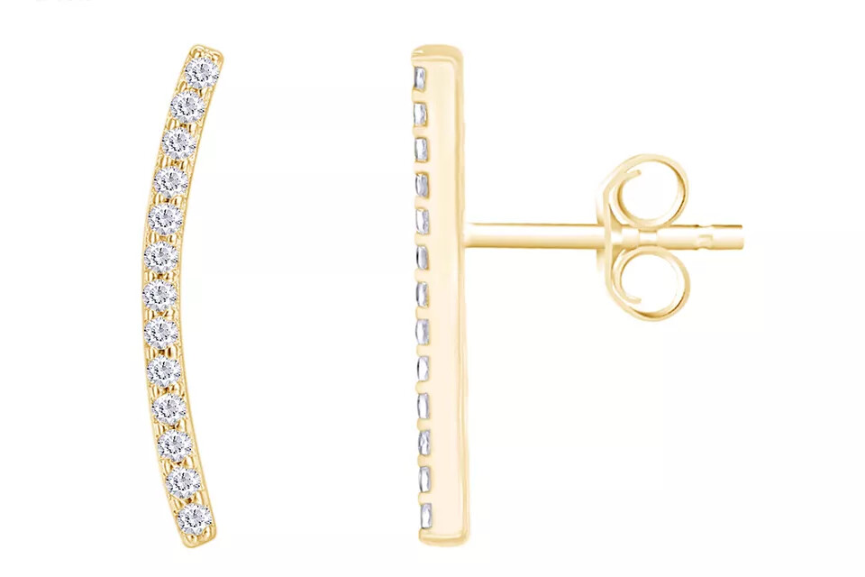 1/5ct Round Moissanite Ear Crawler Cuff Jacket Climber Earrings Sterling Silver