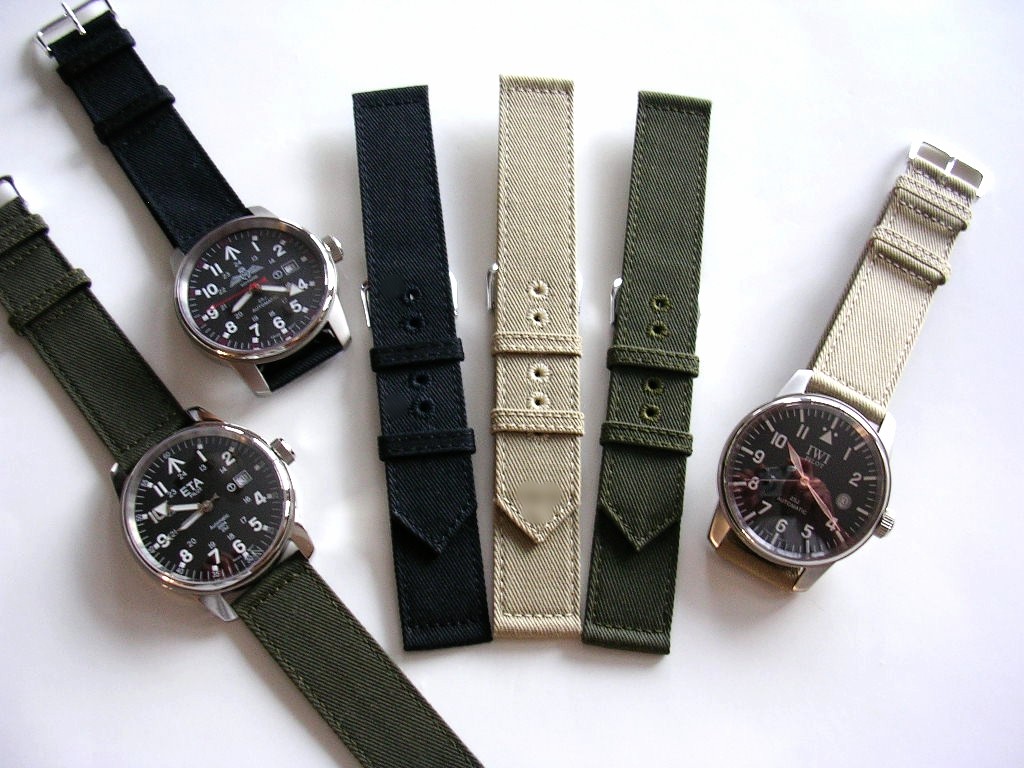 NATO® 2pc WWII Canvas Military army MoD watchband OEM Combat strap IW SUISSE USA