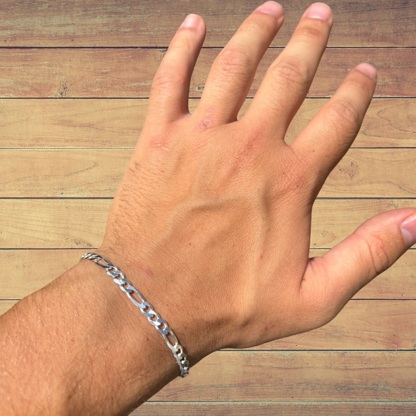5mm Figaro Bracelet Link – Real Solid 925 Sterling Silver Or 14k Gold Vermeil