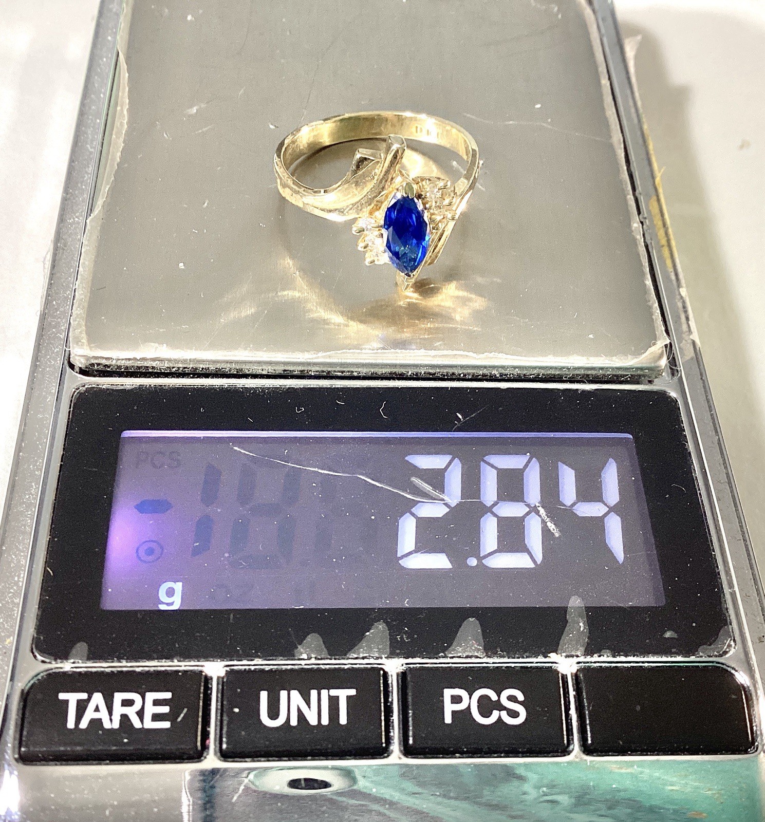 New 10KT stamped yellow gold marquise September birthstone ring women size 8.25